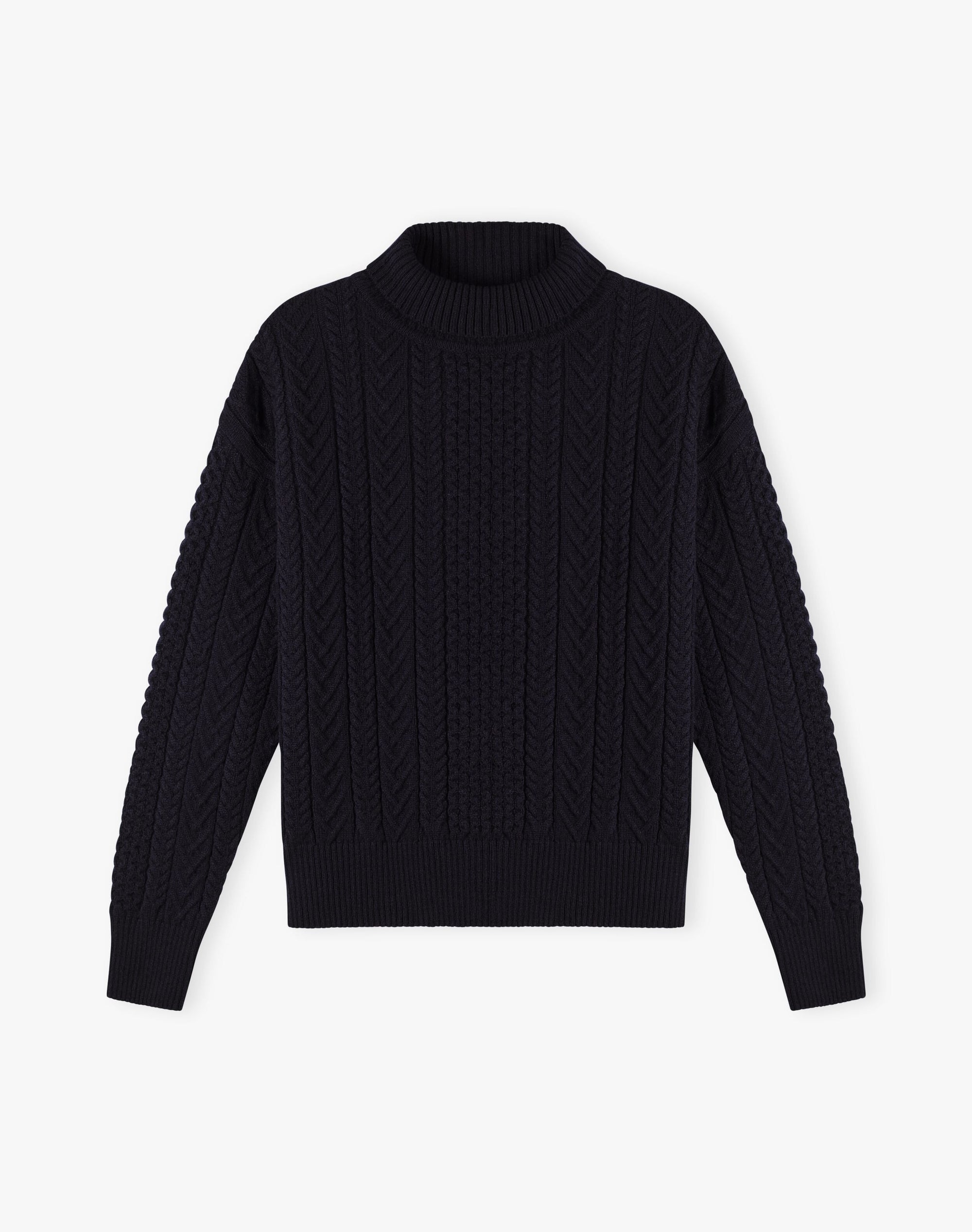 Supersoft Lambswool Aran Funnel Neck