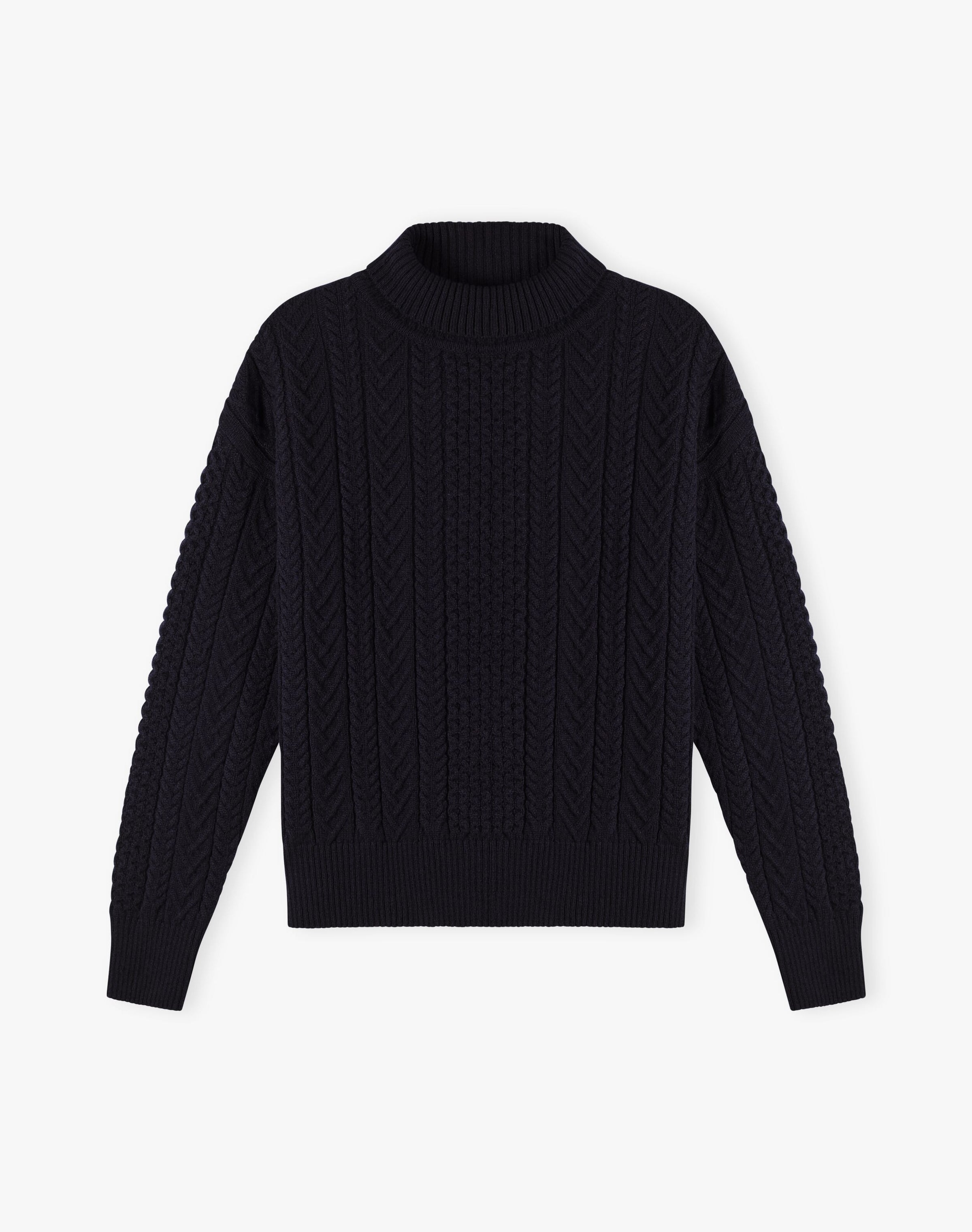 Supersoft Lambswool Aran Funnel Neck