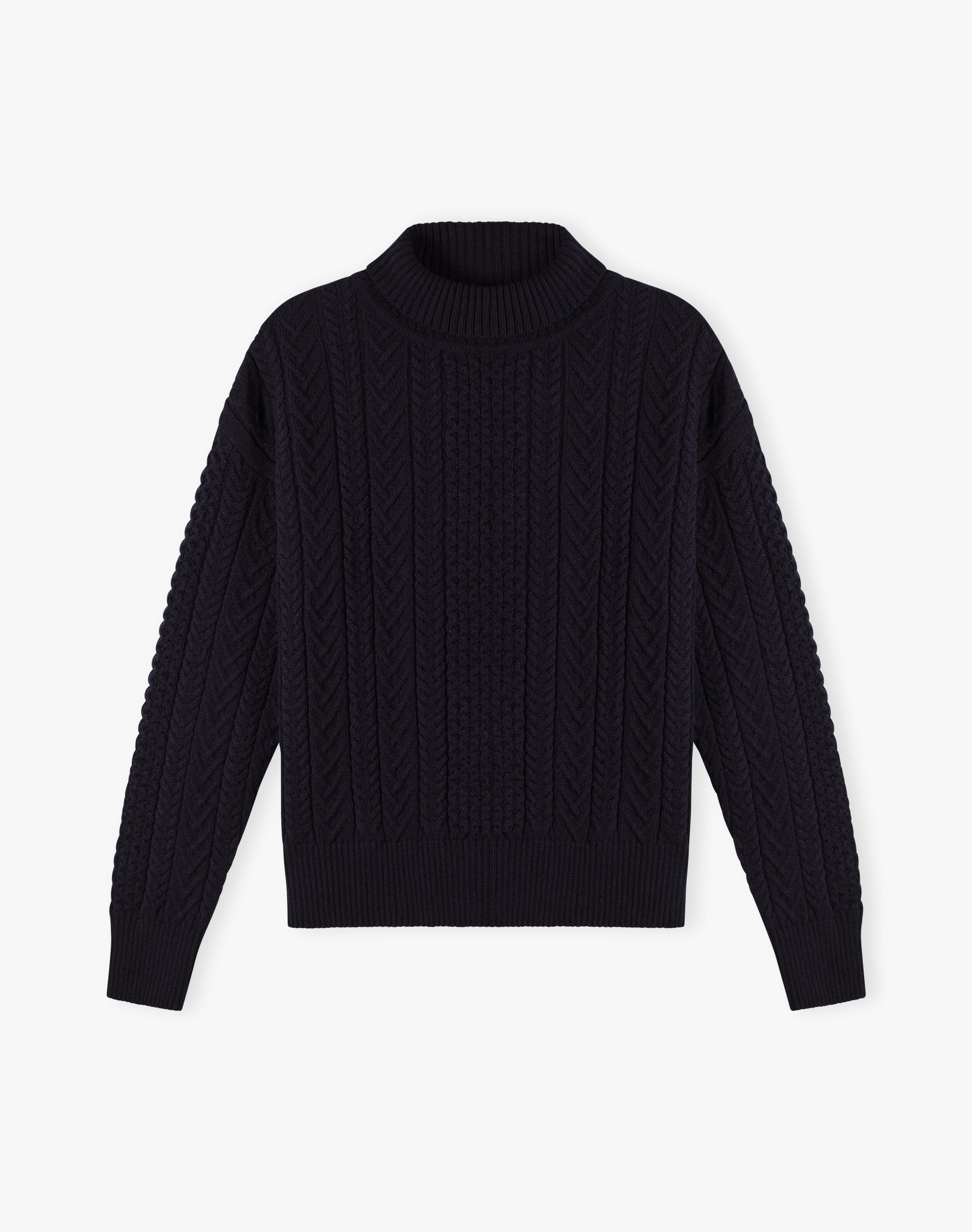 Supersoft Lambswool Aran Funnel Neck