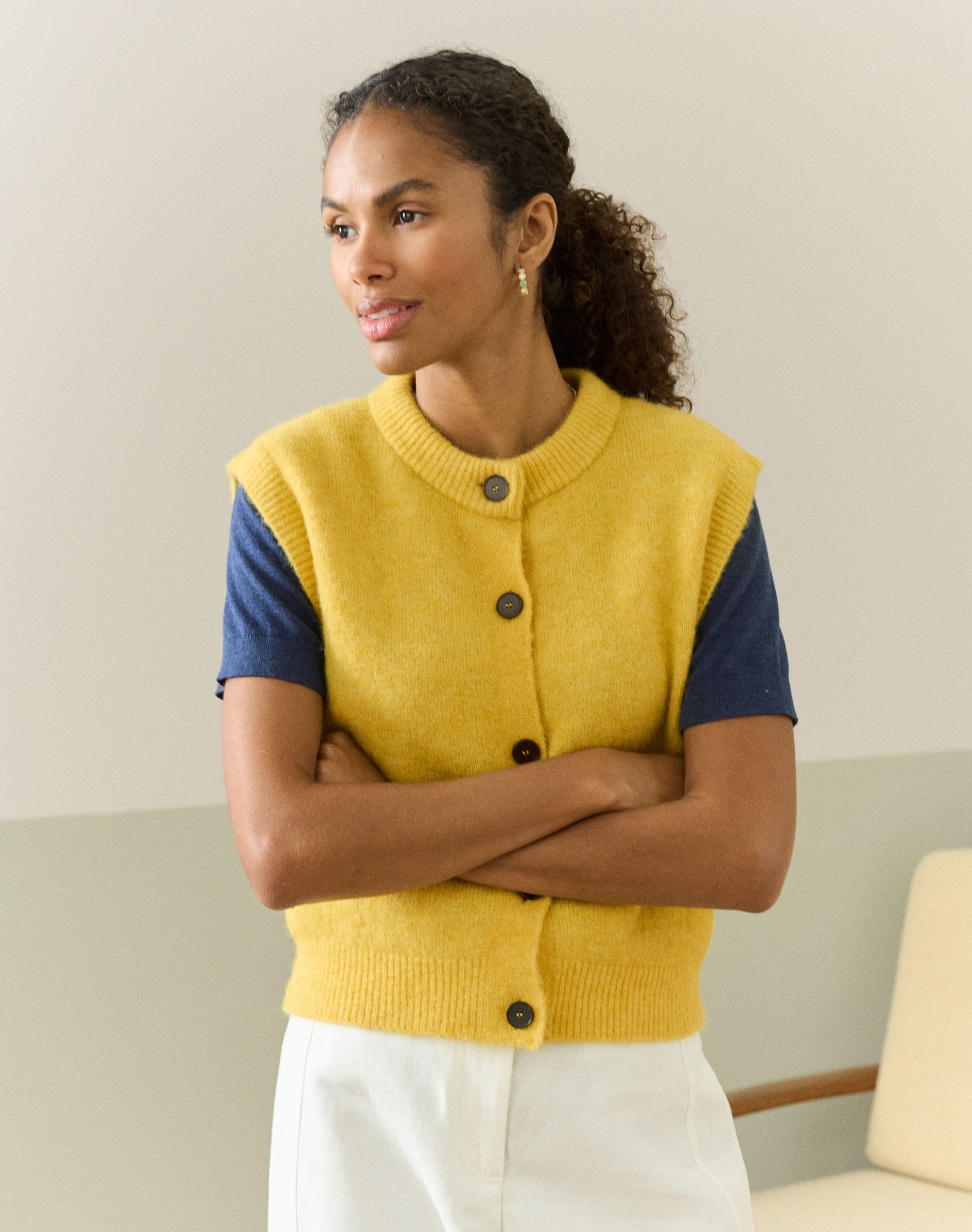 Alpaca Round Neck Waistcoat