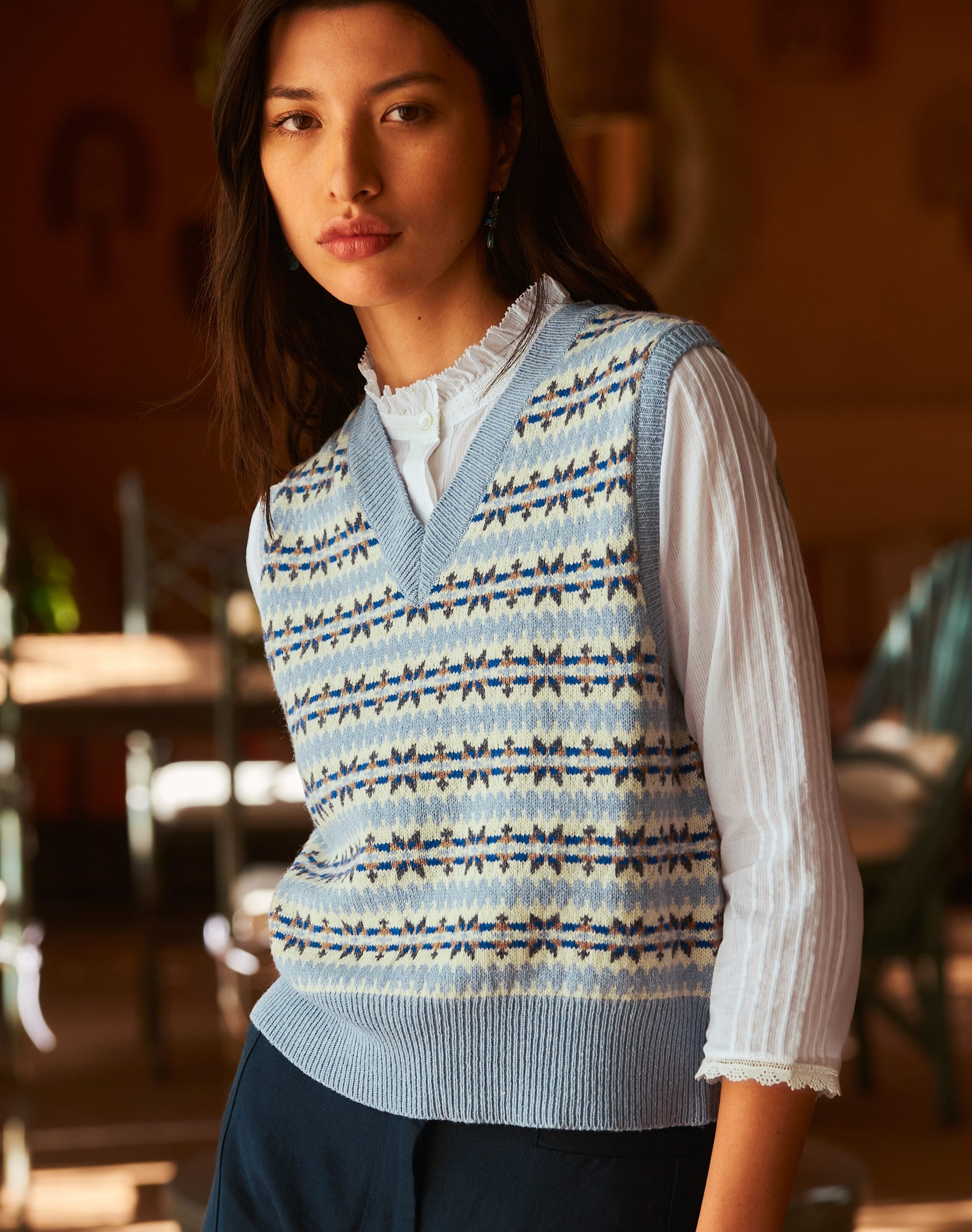 Lambswool Cotton Fair Isle Tank