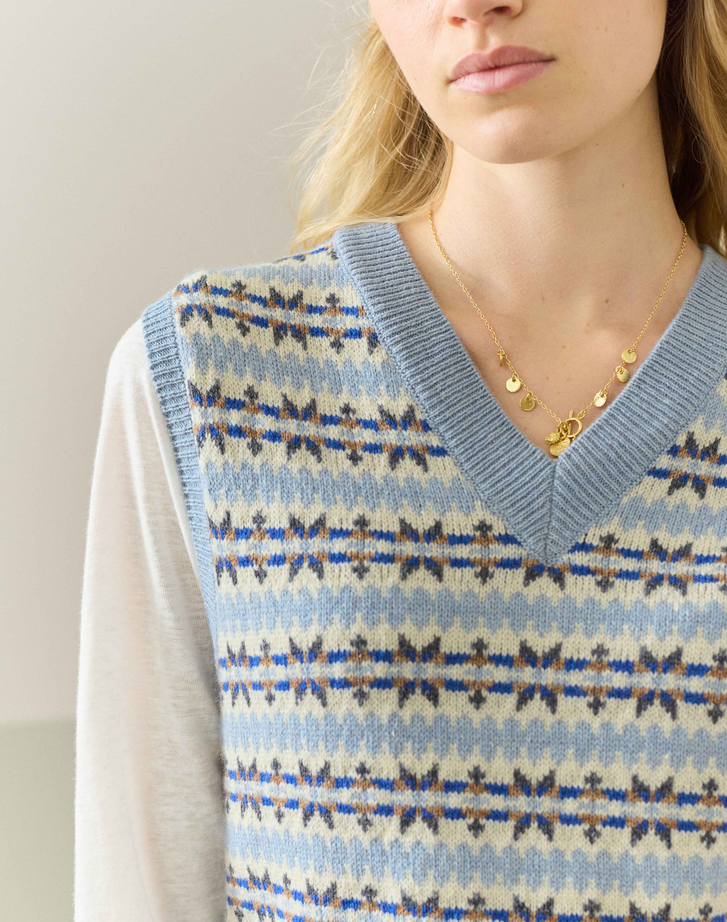 Lambswool Cotton Fair Isle Tank