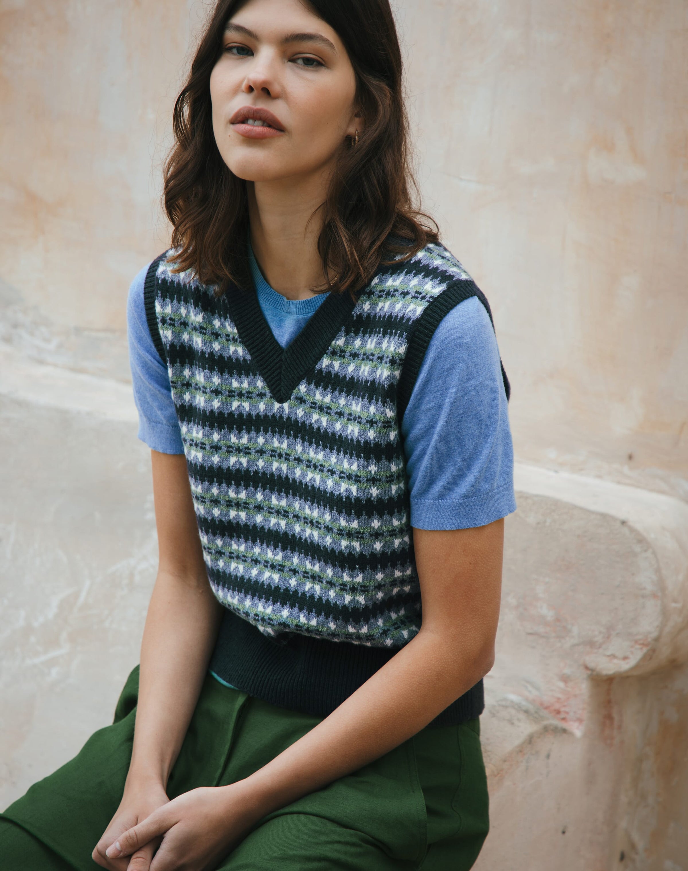 Lambswool Cotton Fair Isle Tank