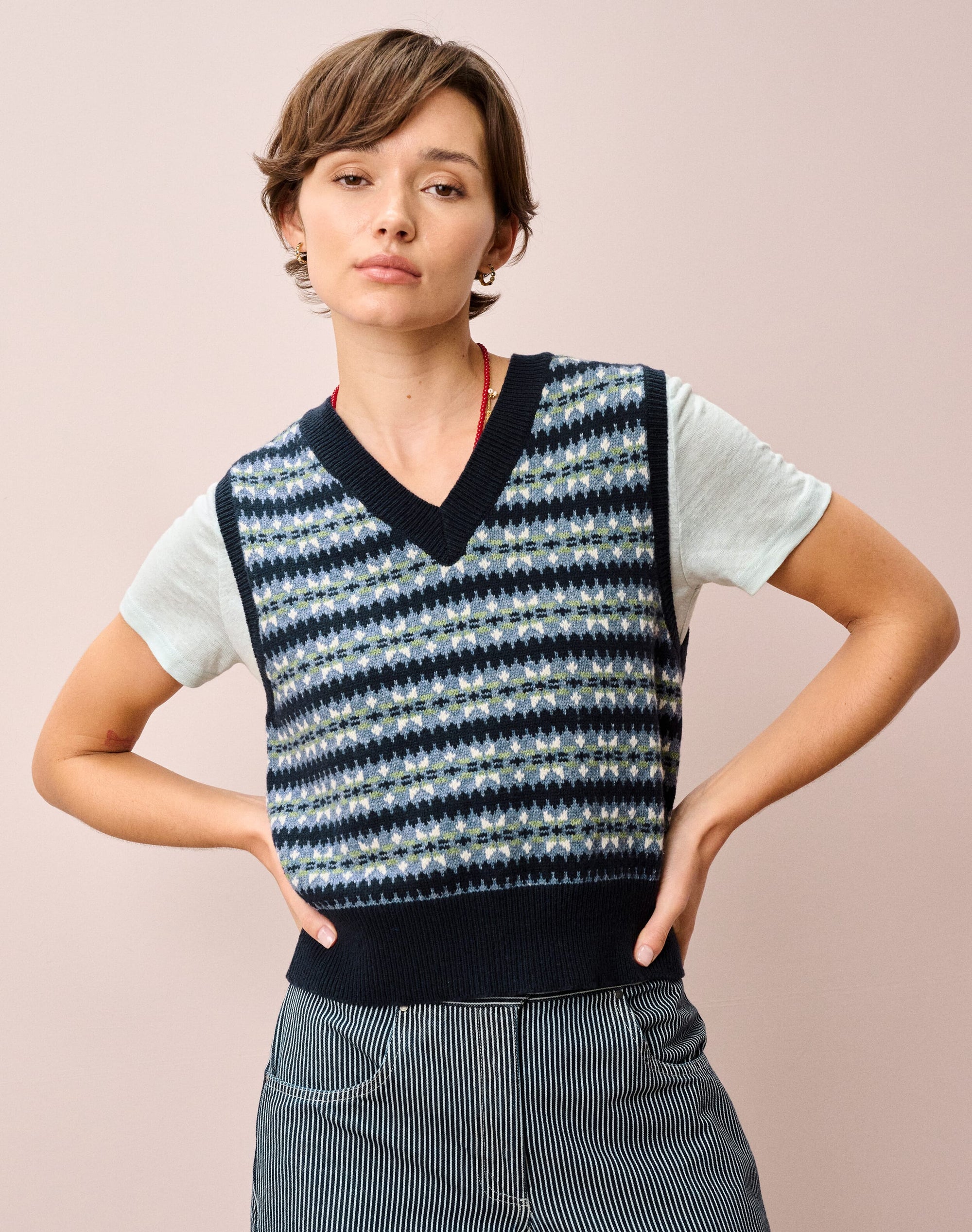 Lambswool Cotton Fair Isle Tank