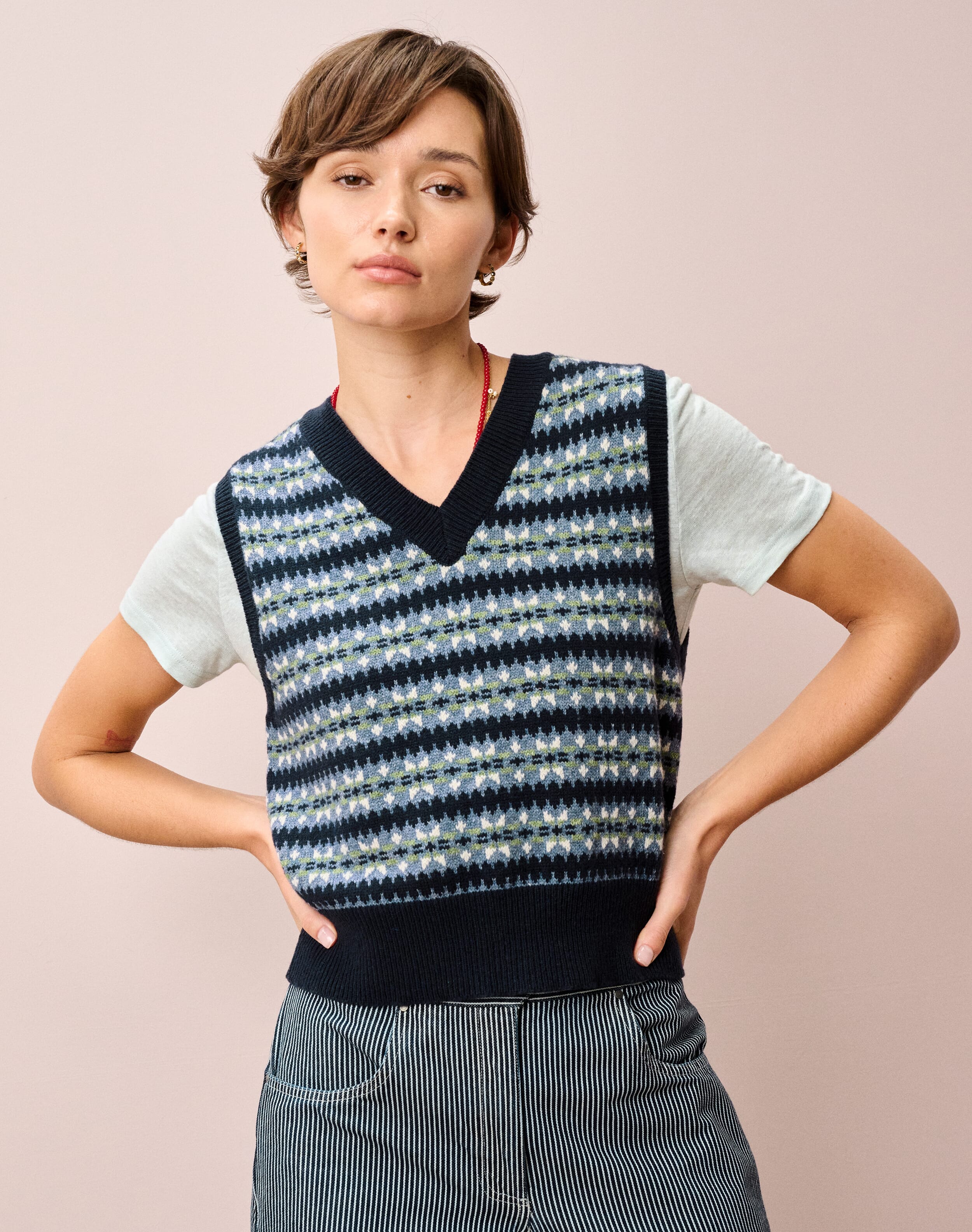 Lambswool Cotton Fair Isle Tank