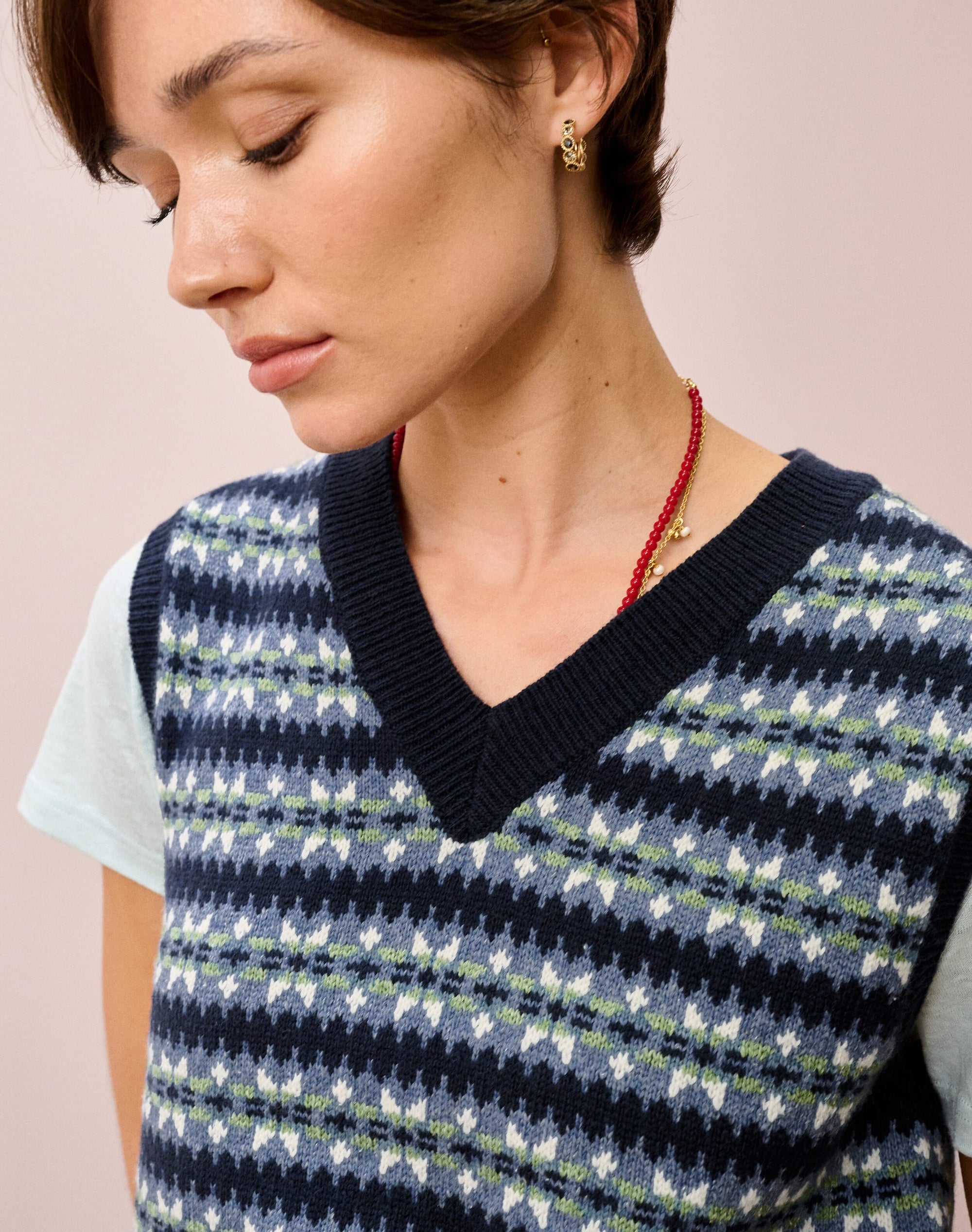 Lambswool Cotton Fair Isle Tank