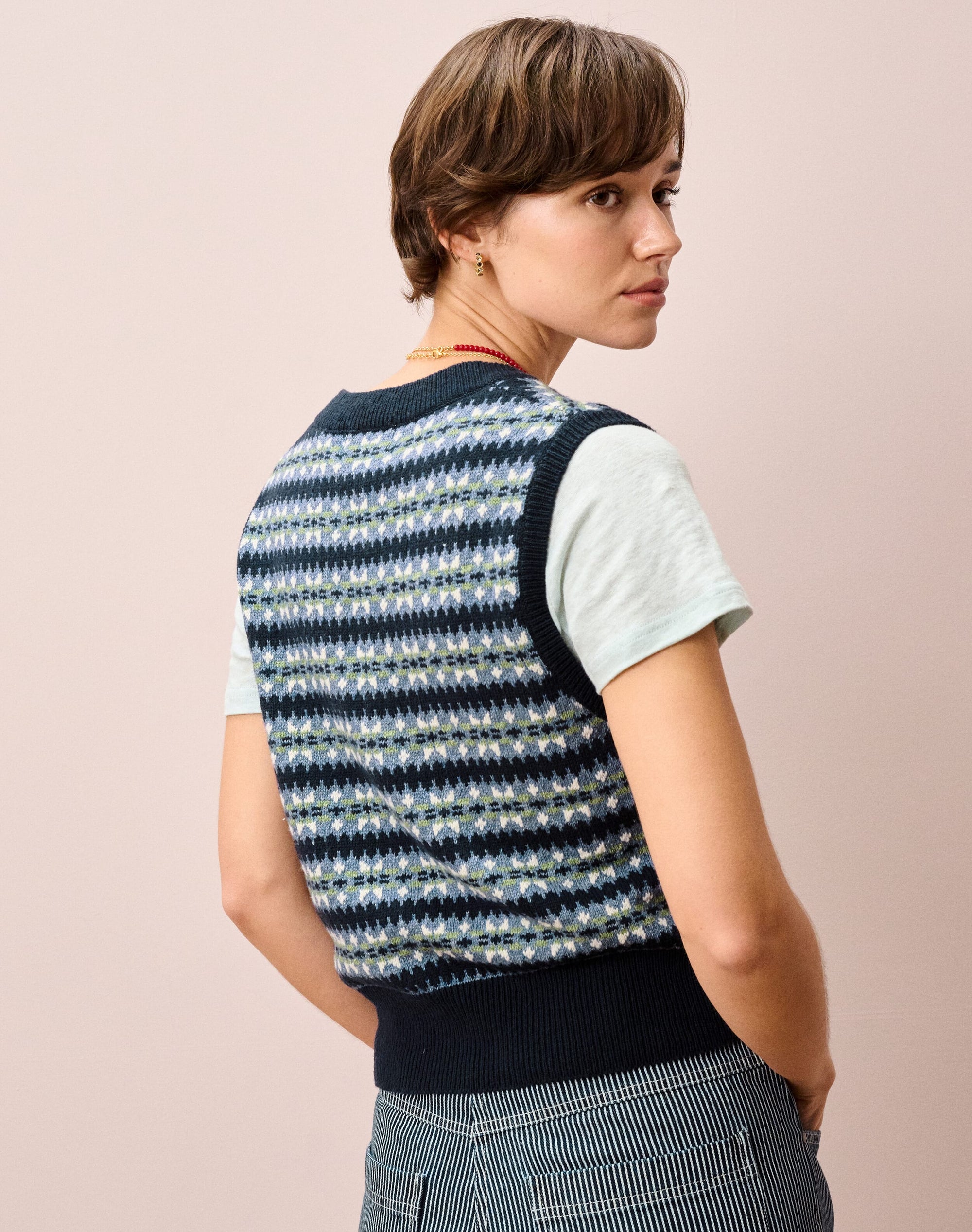 Lambswool Cotton Fair Isle Tank