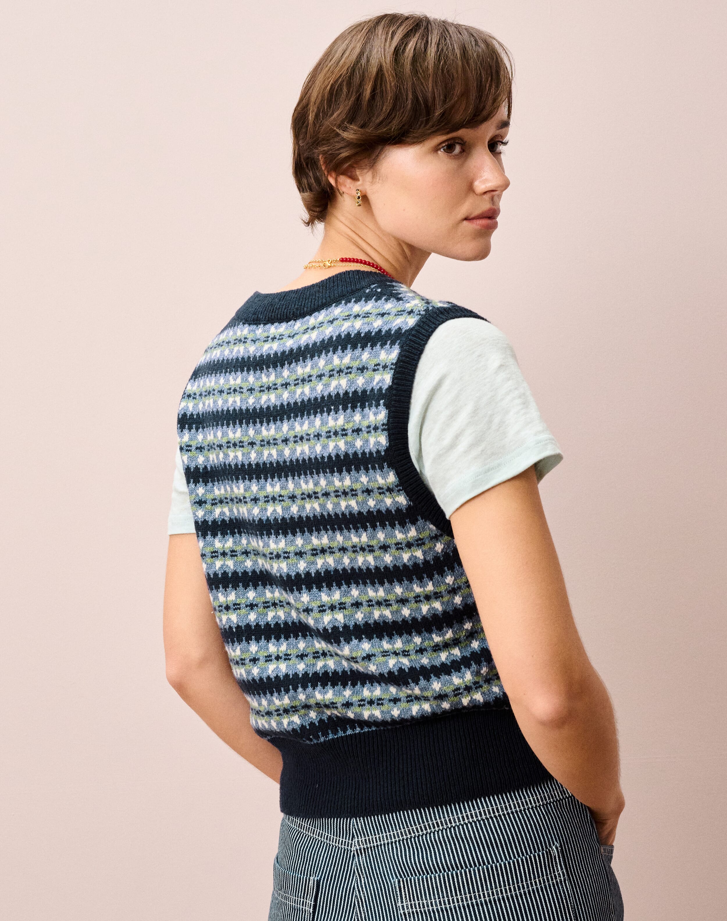 Lambswool Cotton Fair Isle Tank