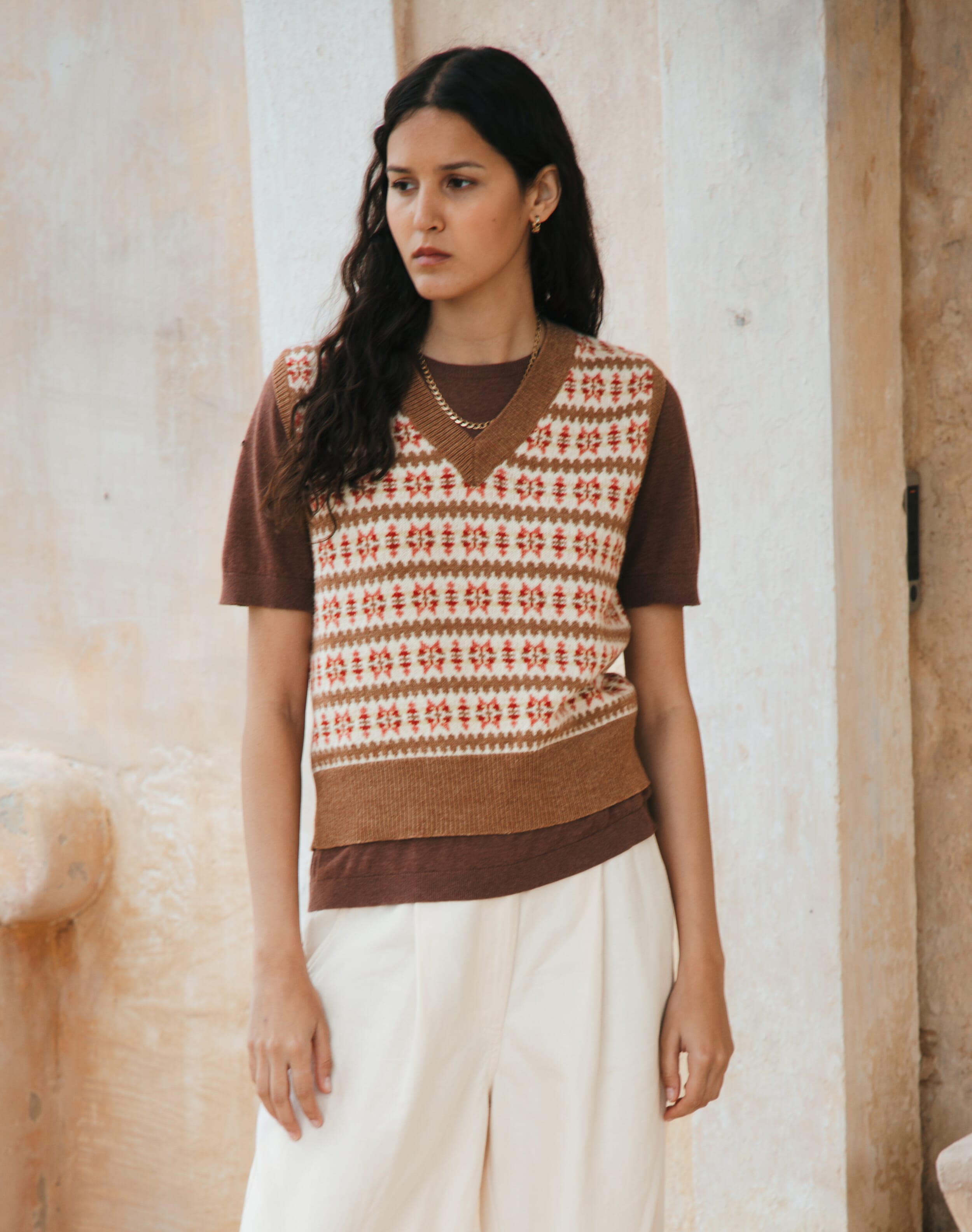 Lambswool Cotton Fair Isle Tank