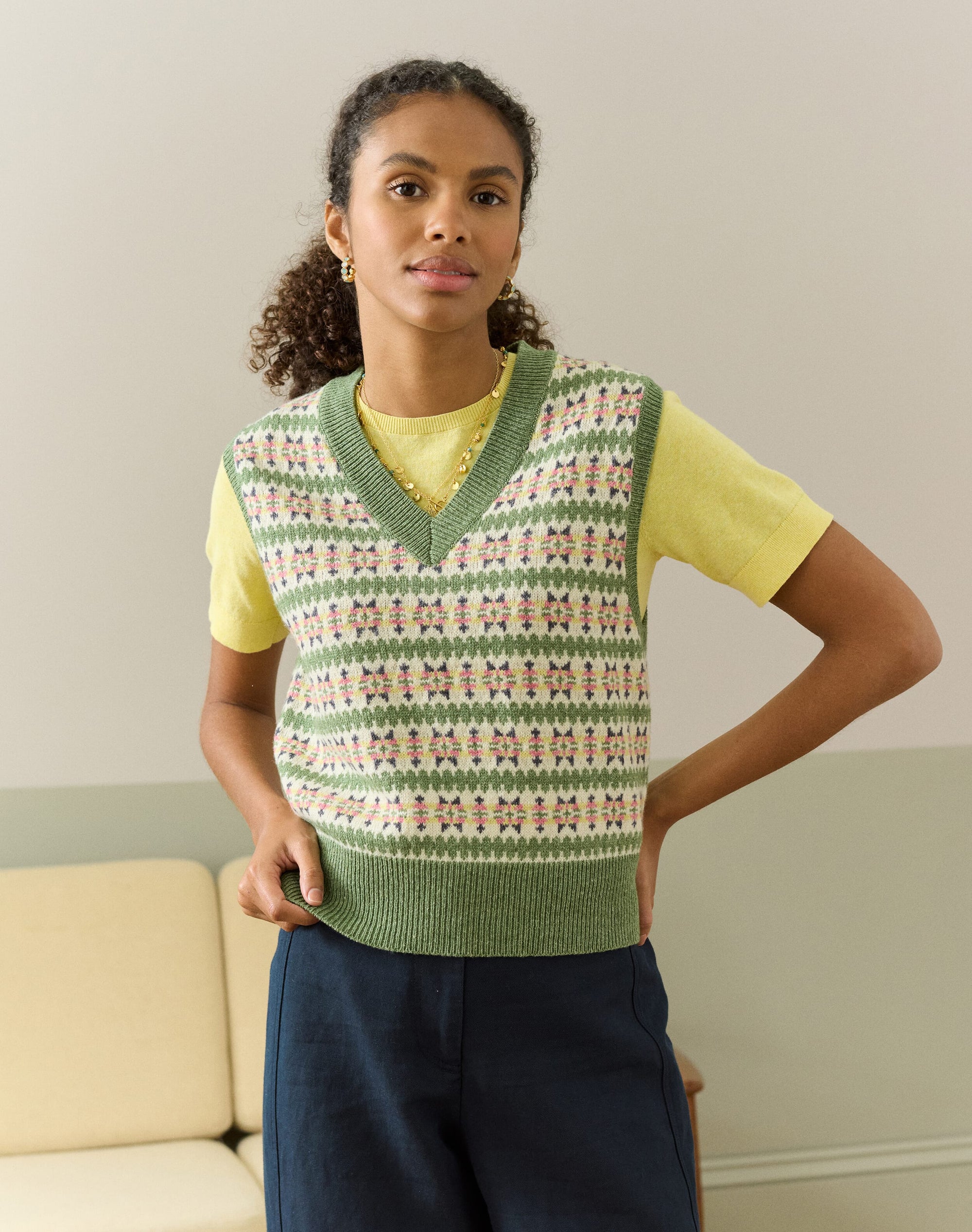 Lambswool Cotton Fair Isle Tank