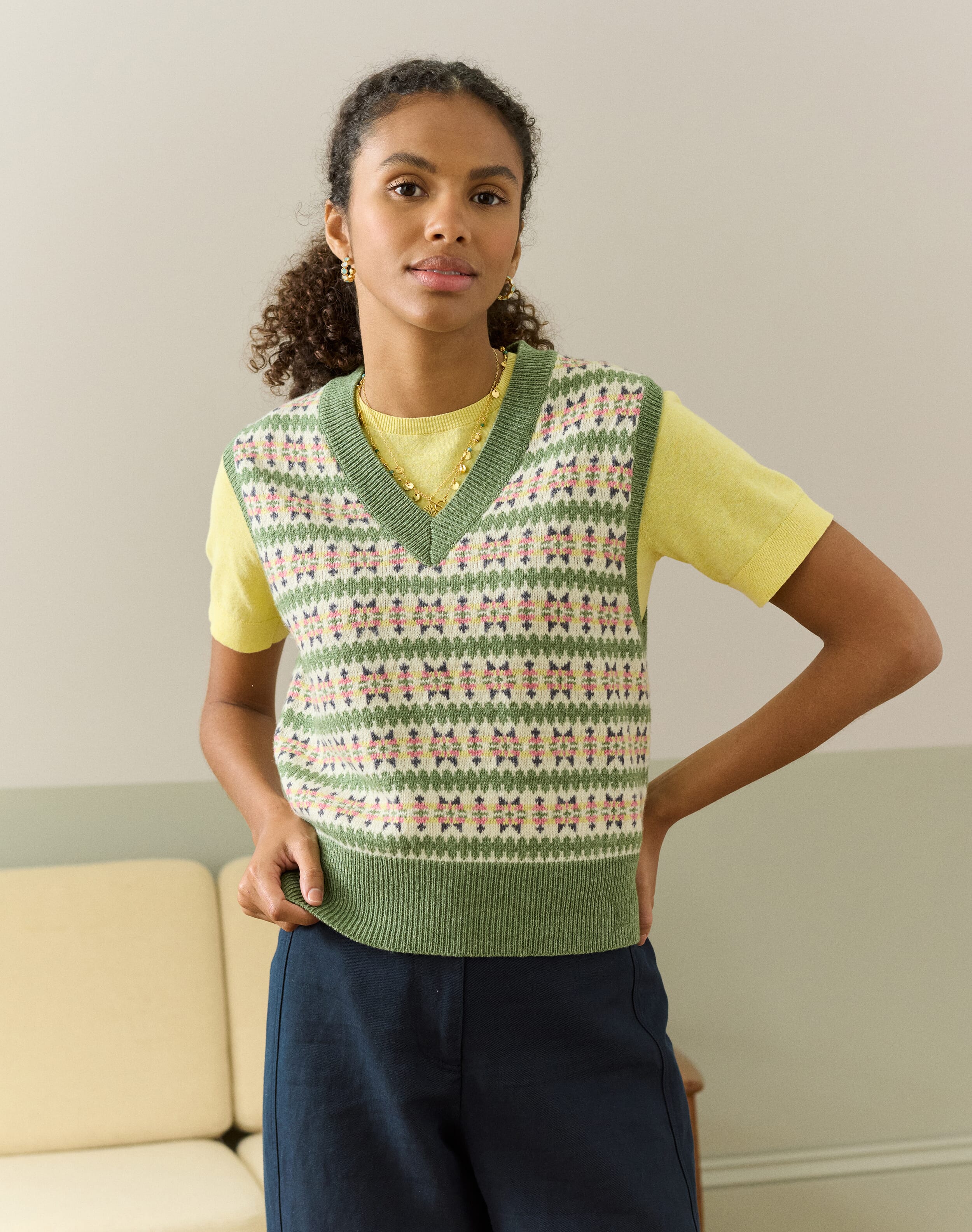 Lambswool Cotton Fair Isle Tank