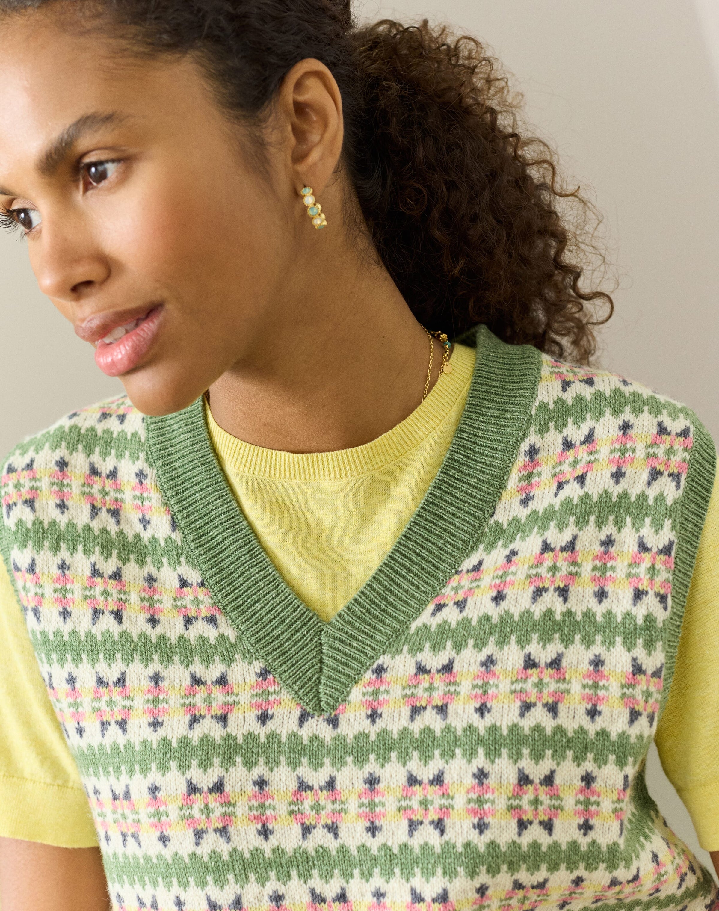 Lambswool Cotton Fair Isle Tank