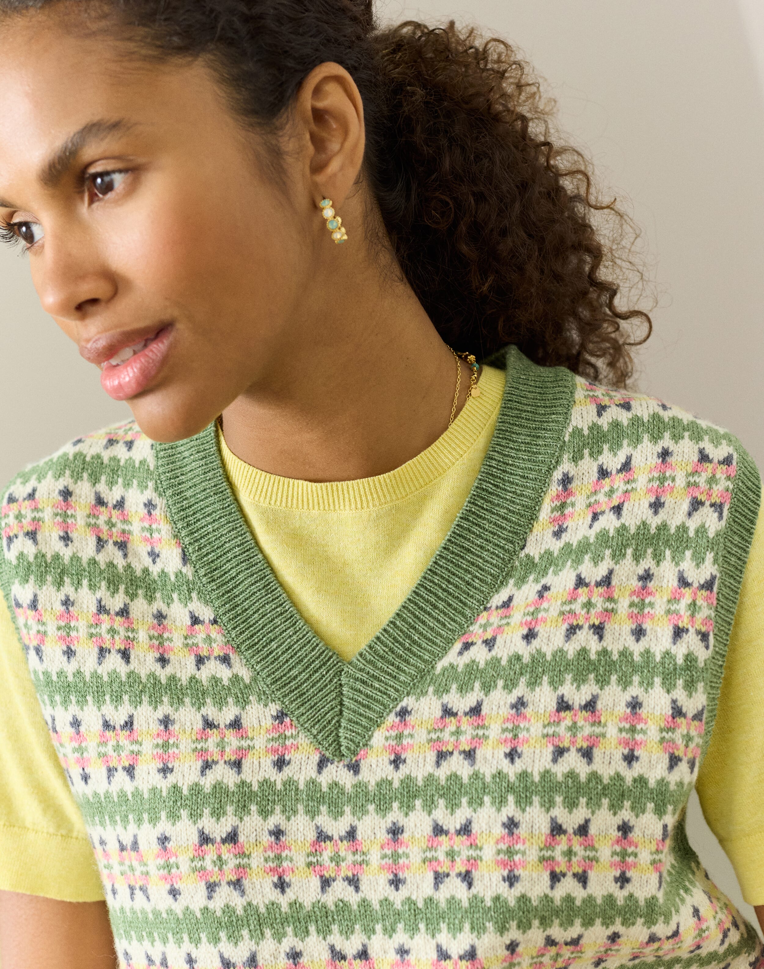 Lambswool Cotton Fair Isle Tank