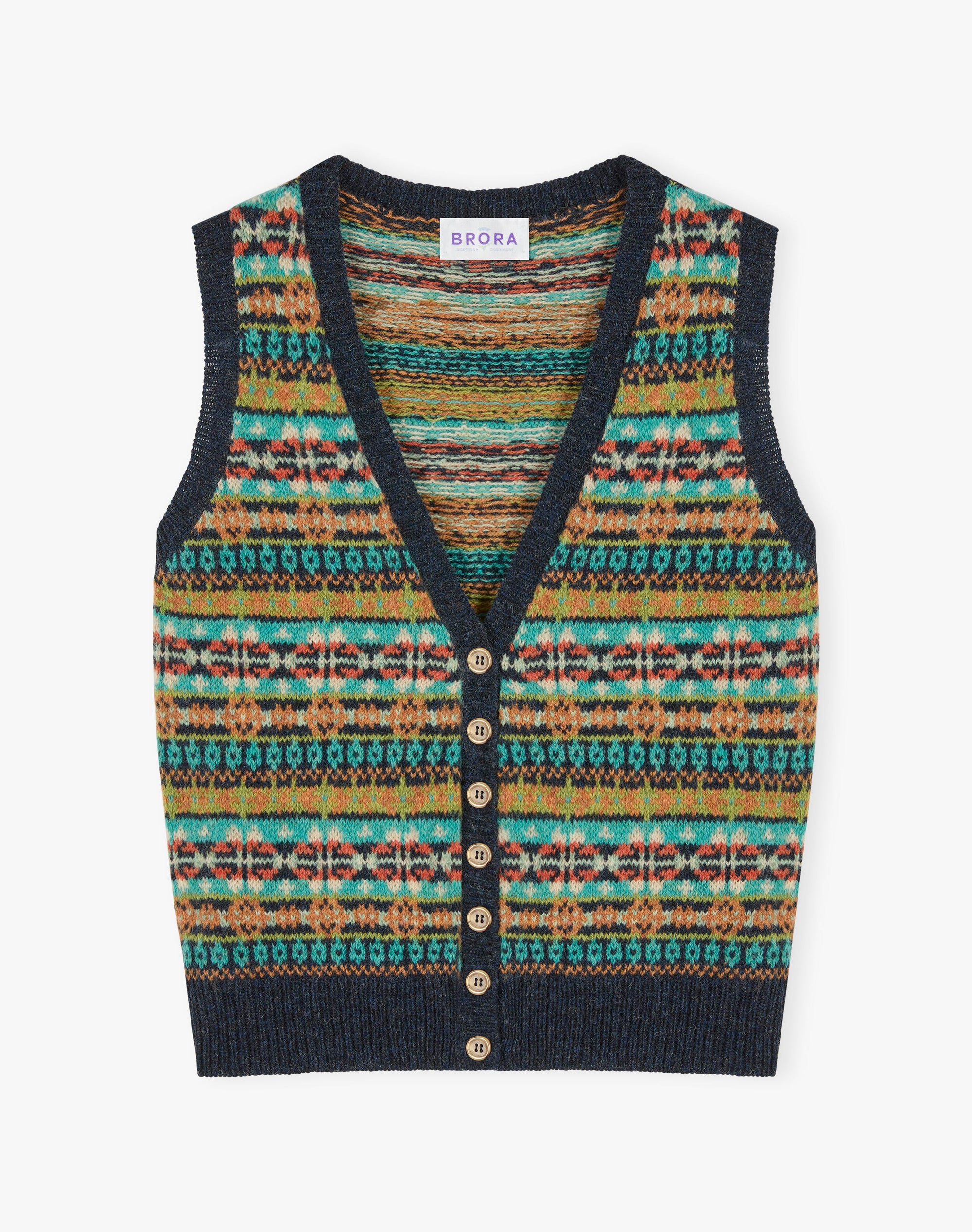 Wool Fair Isle Sleeveless Cardigan