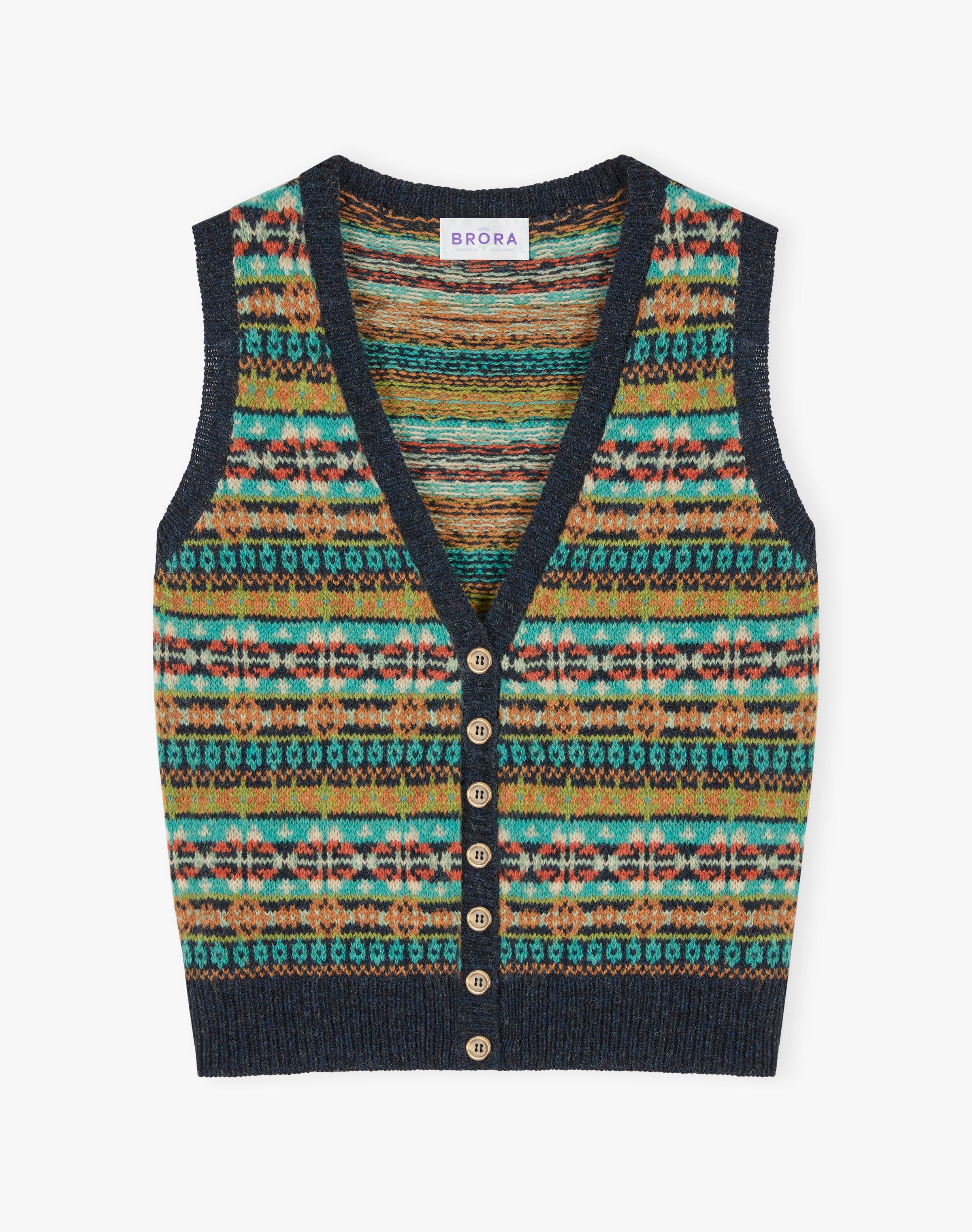 Wool Fair Isle Sleeveless Cardigan