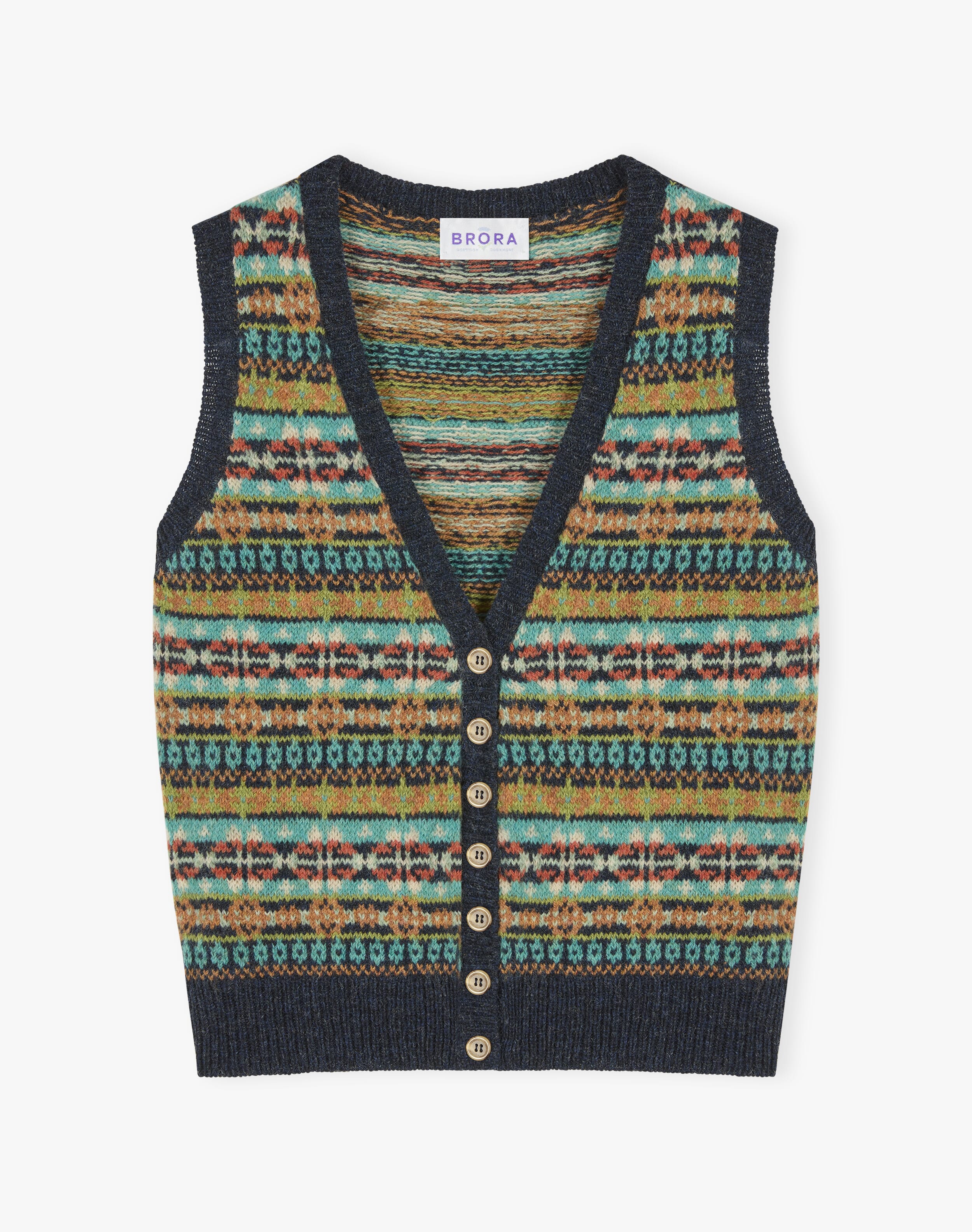 Wool Fair Isle Sleeveless Cardigan