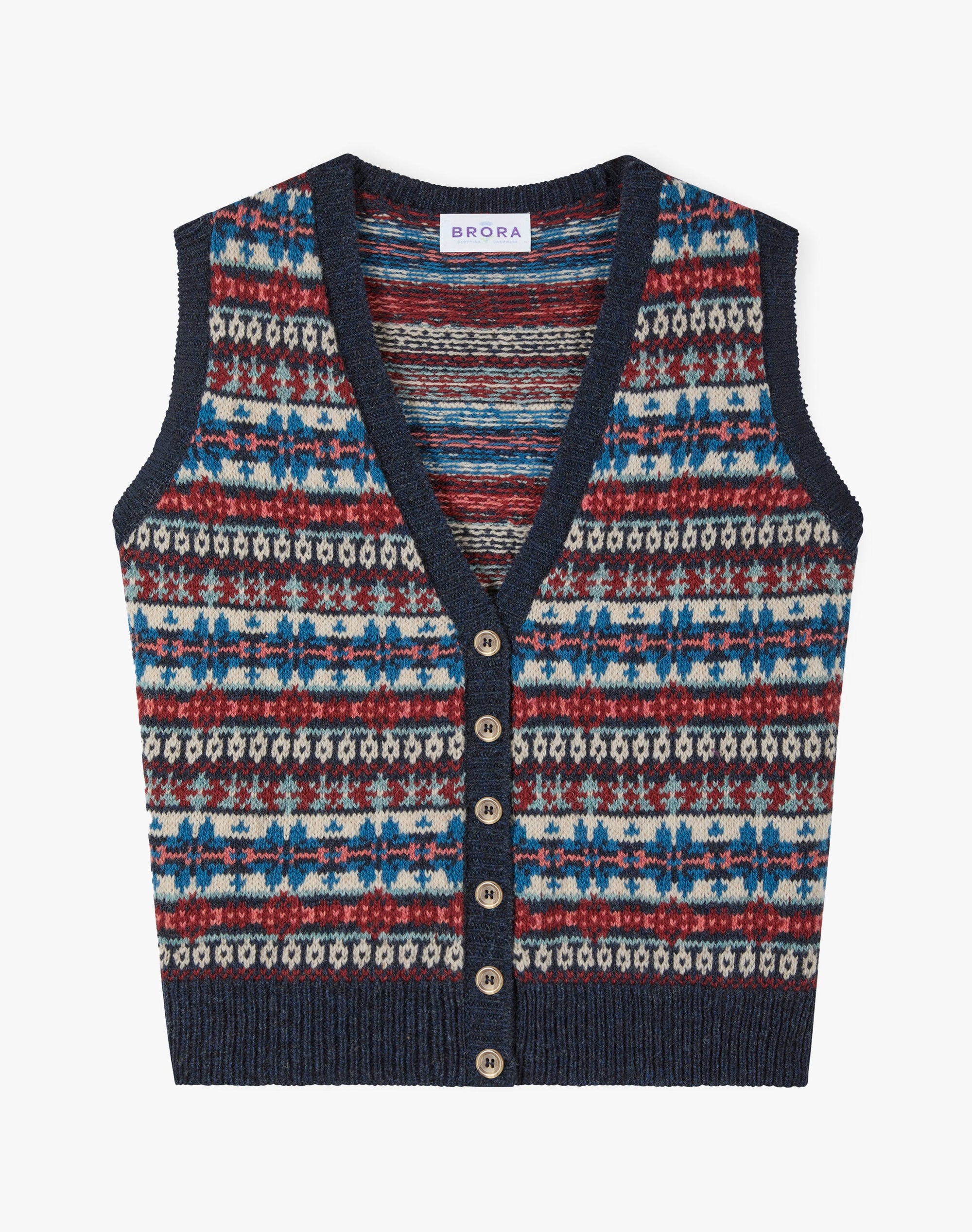 Wool Fair Isle Sleeveless Cardigan