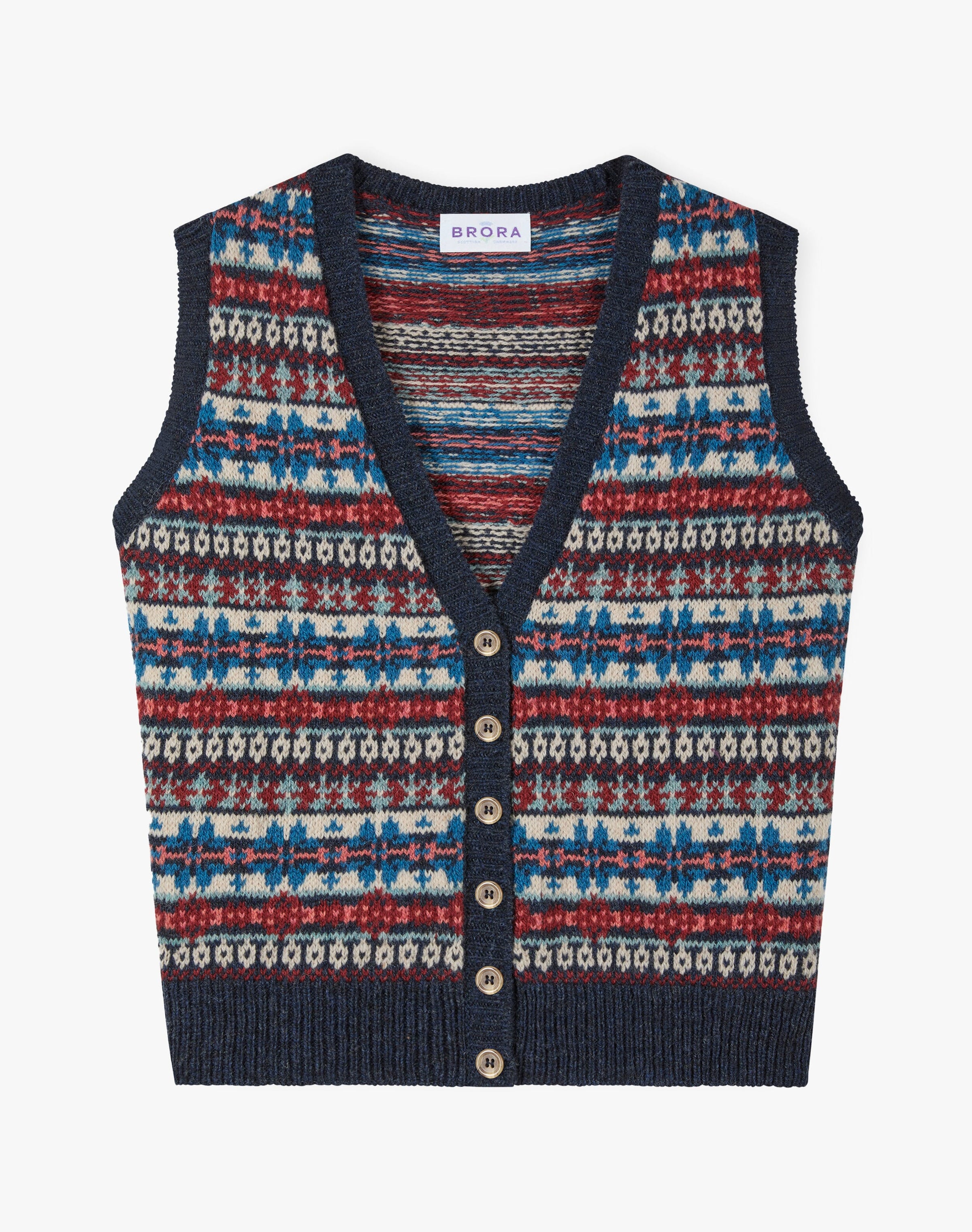 Wool Fair Isle Sleeveless Cardigan