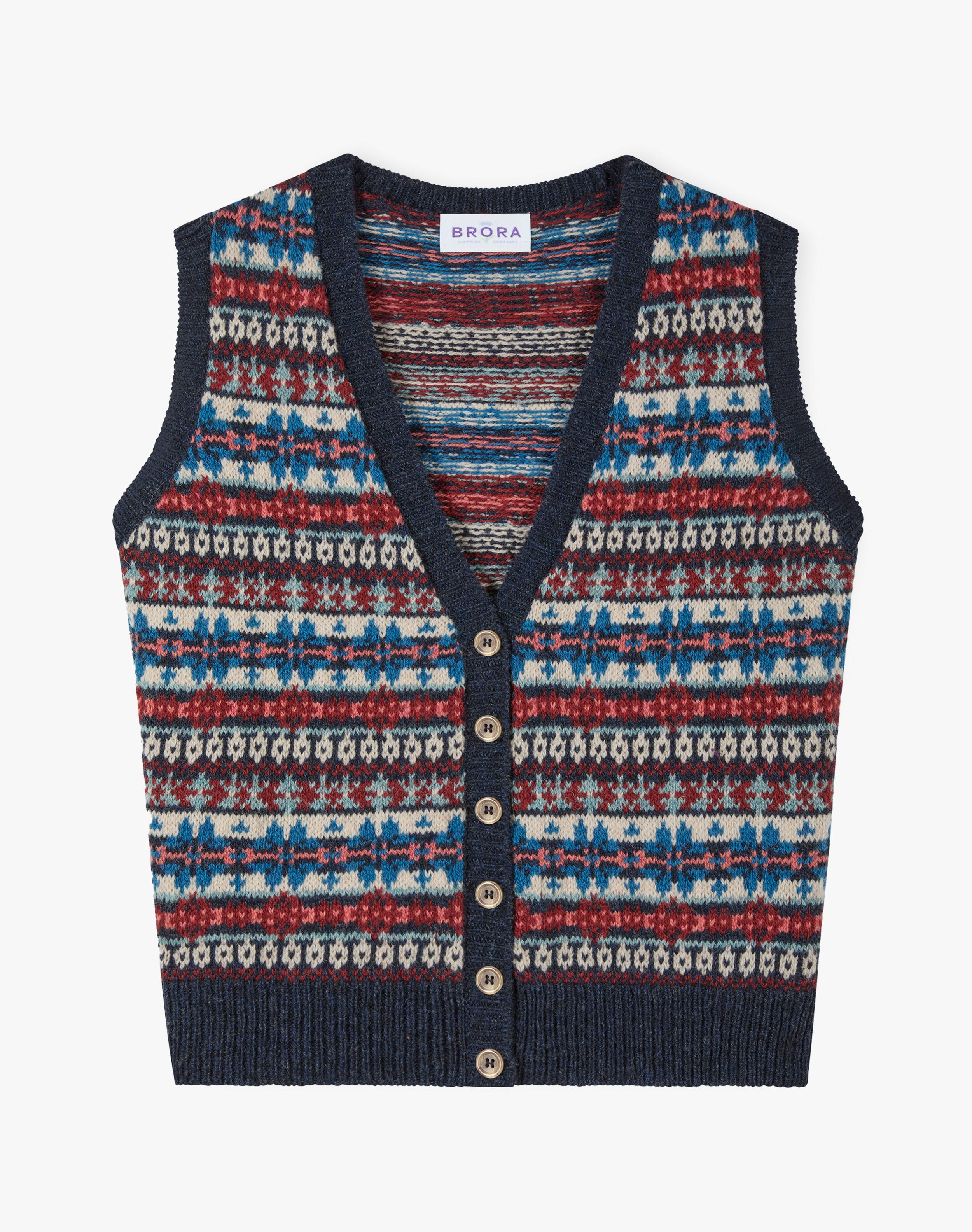 Wool Fair Isle Sleeveless Cardigan