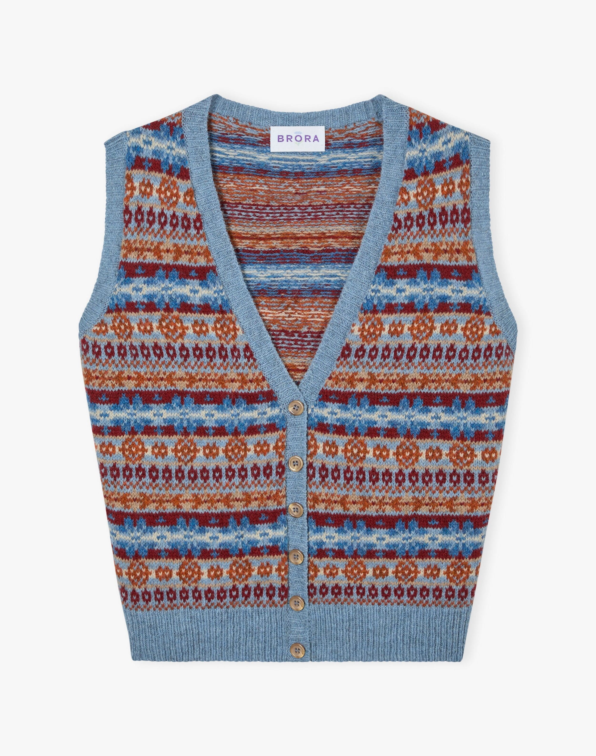 Wool Fair Isle Sleeveless Cardigan