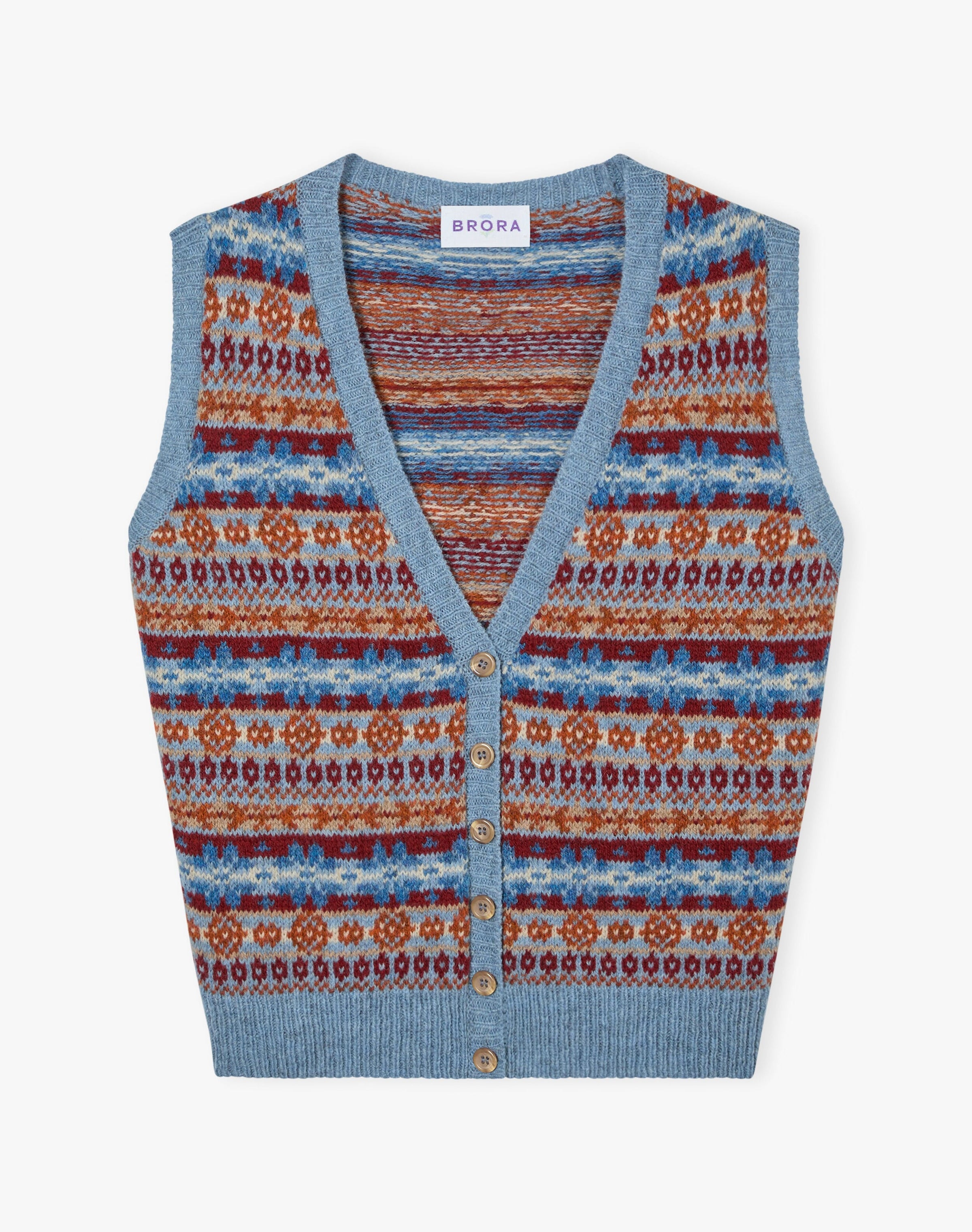 Wool Fair Isle Sleeveless Cardigan