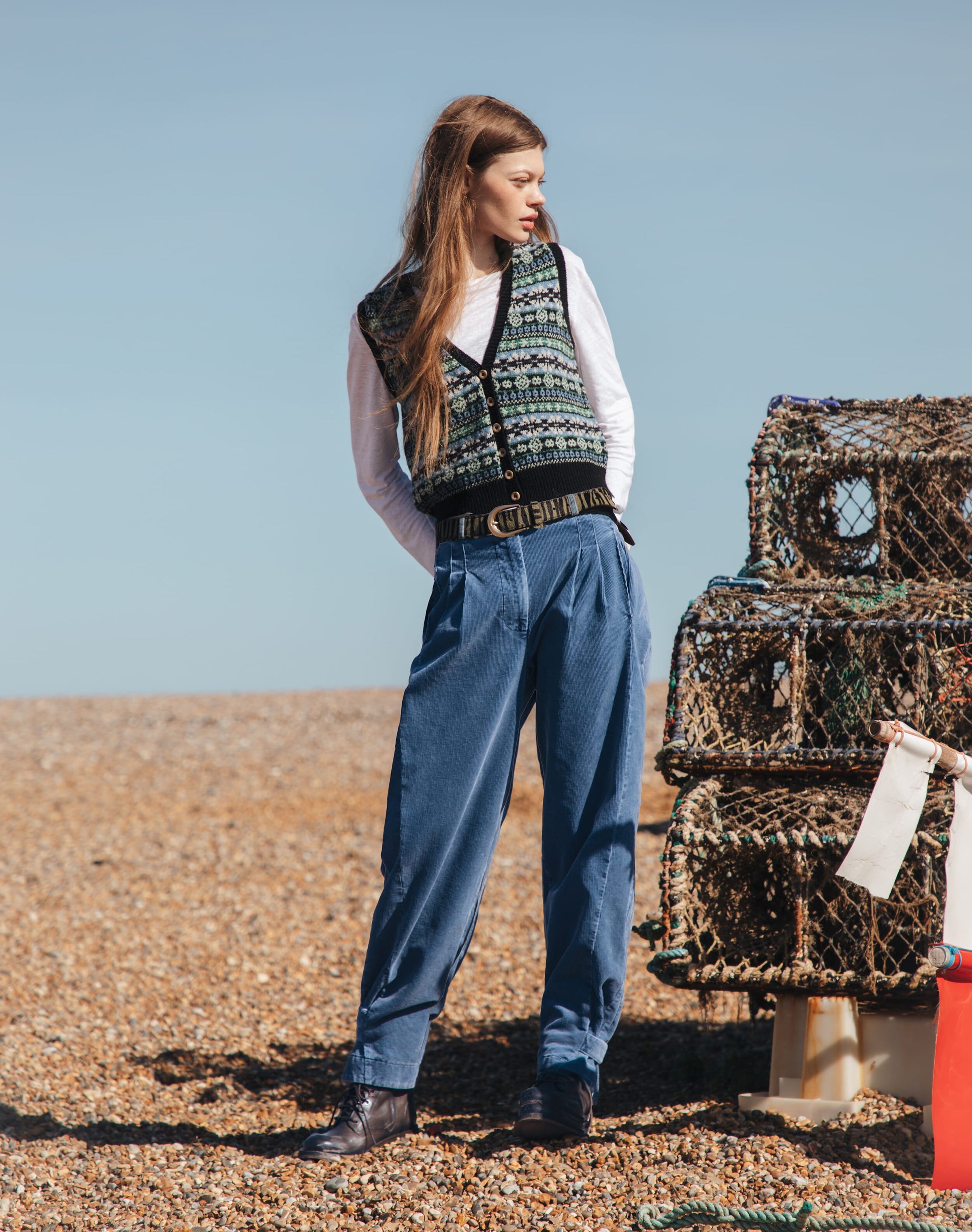 Wool Fair Isle Sleeveless Cardigan