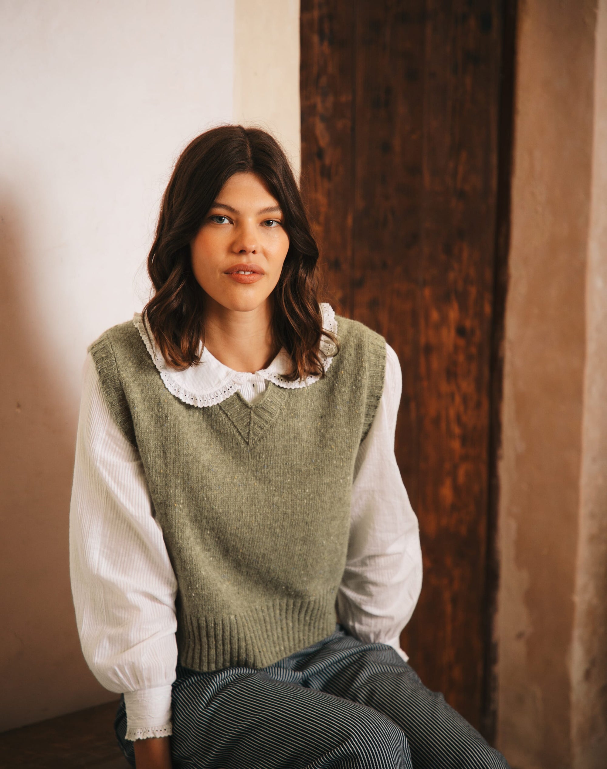 Wool Donegal V Neck Tank