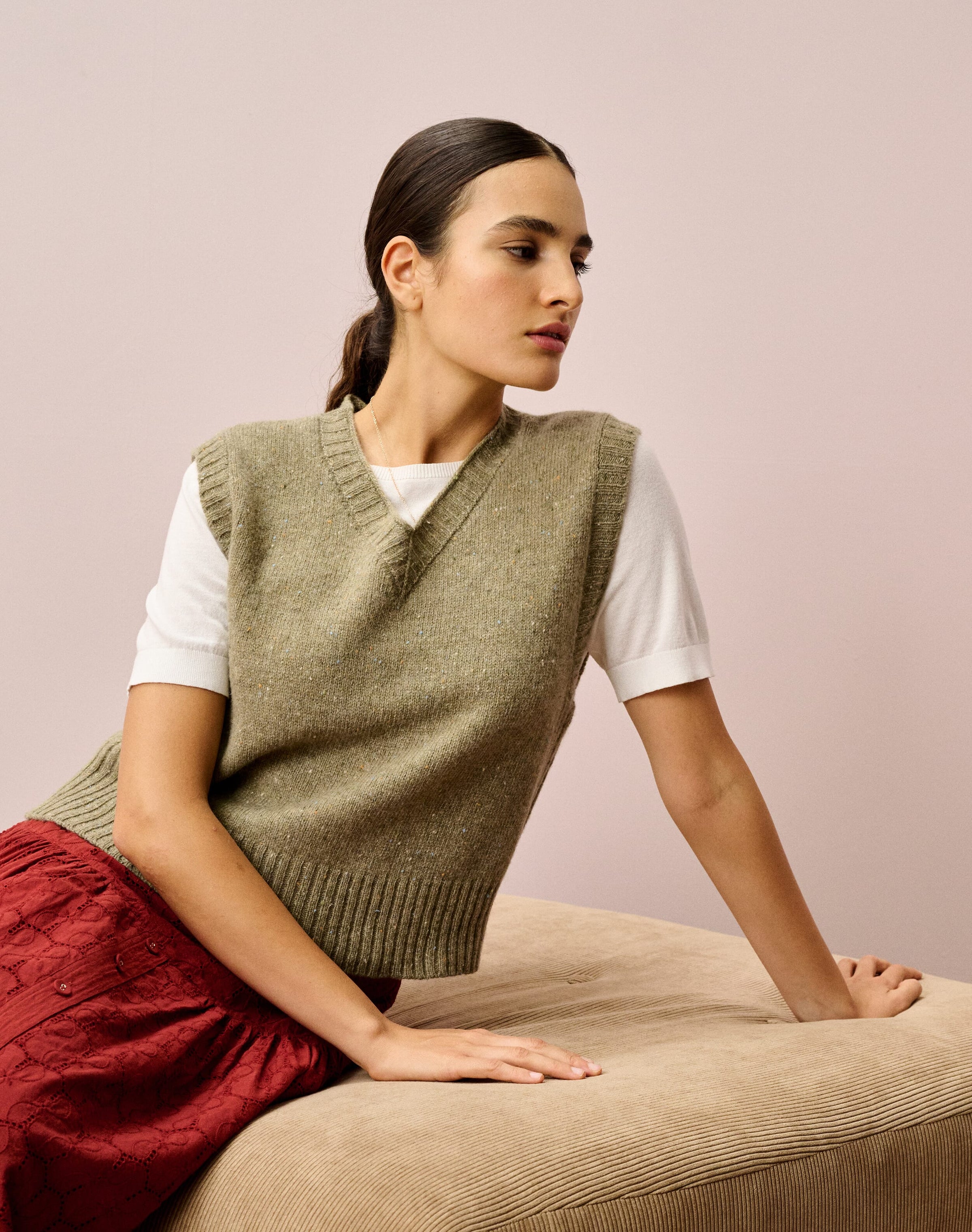 Wool Donegal V Neck Tank
