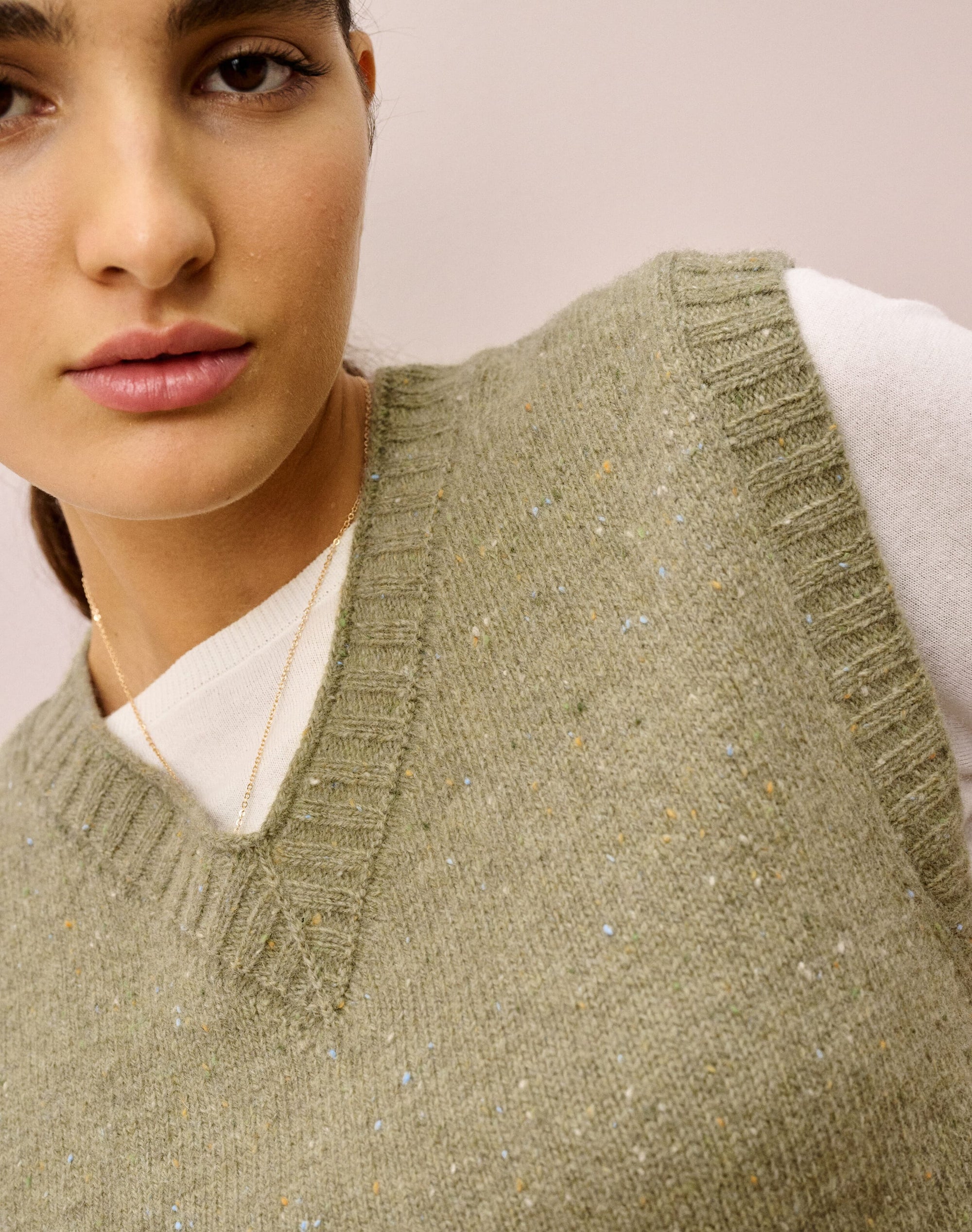 Wool Donegal V Neck Tank