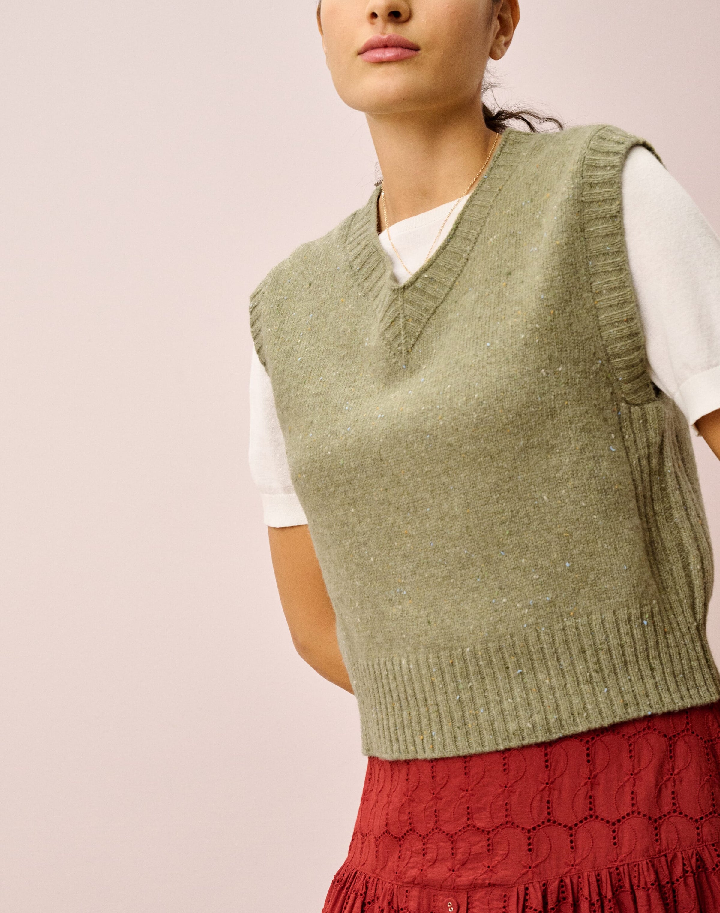 Wool Donegal V Neck Tank