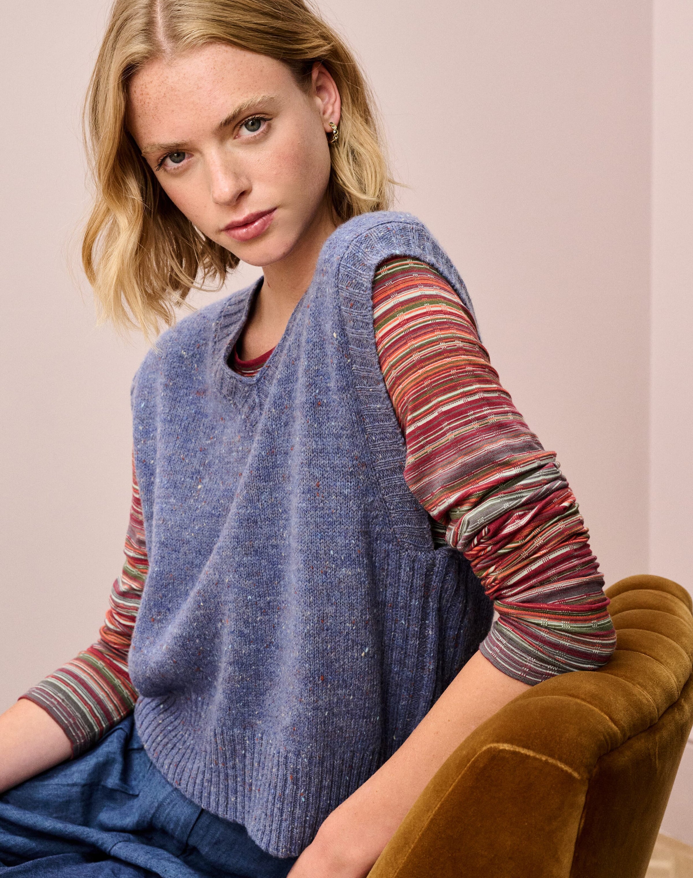 Wool Donegal V Neck Tank