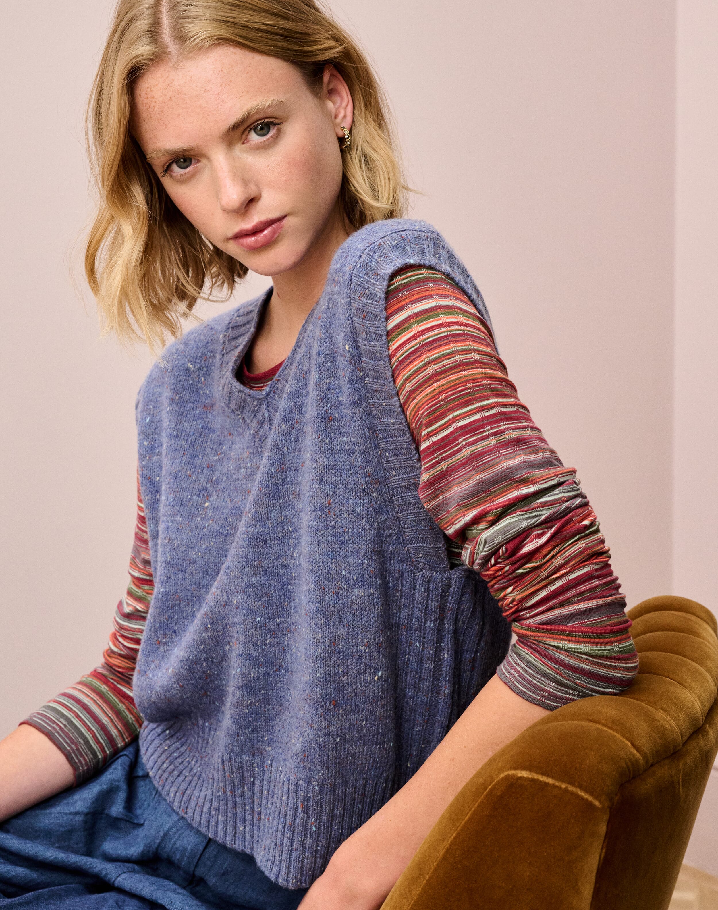 Wool Donegal V Neck Tank