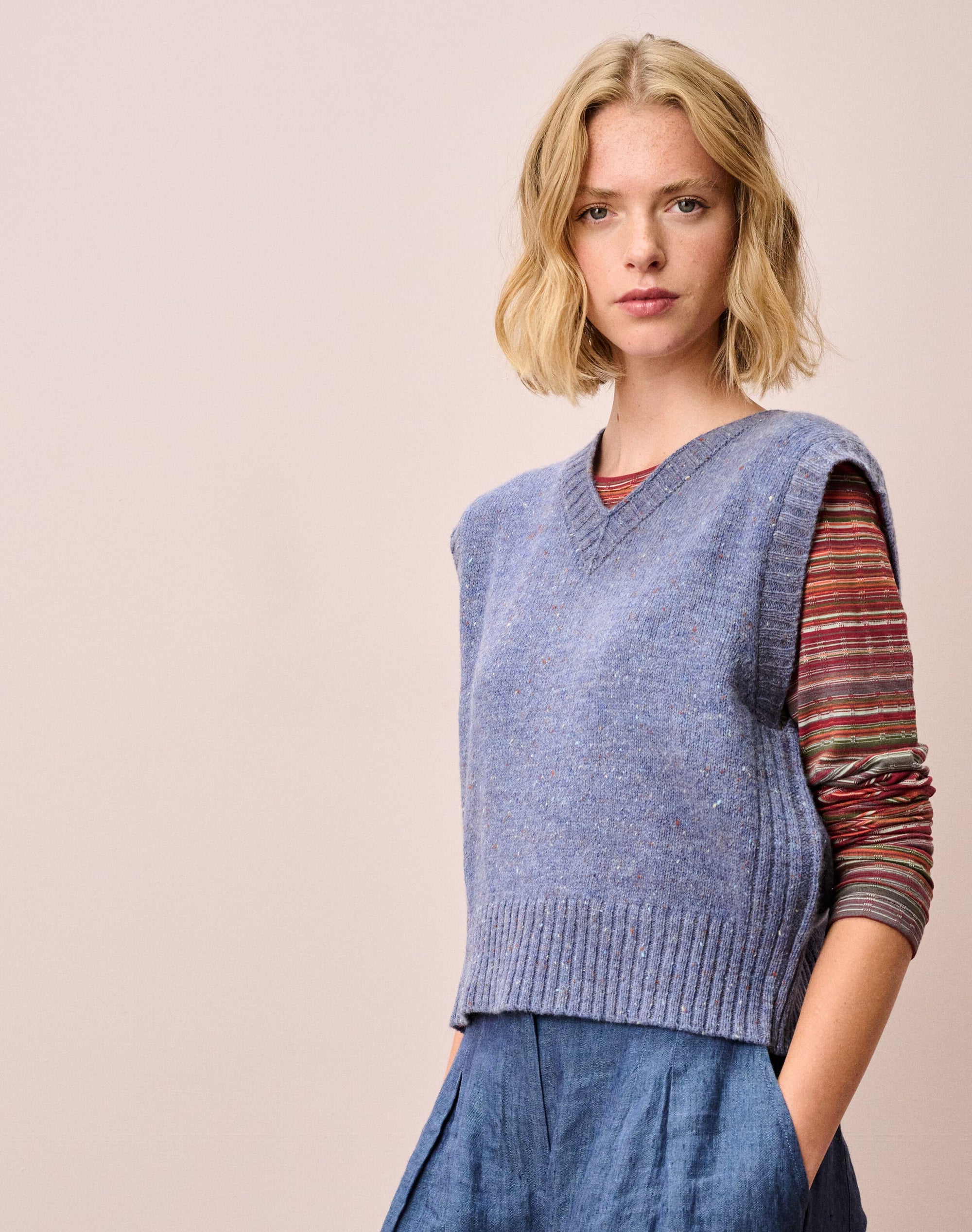 Wool Donegal V Neck Tank