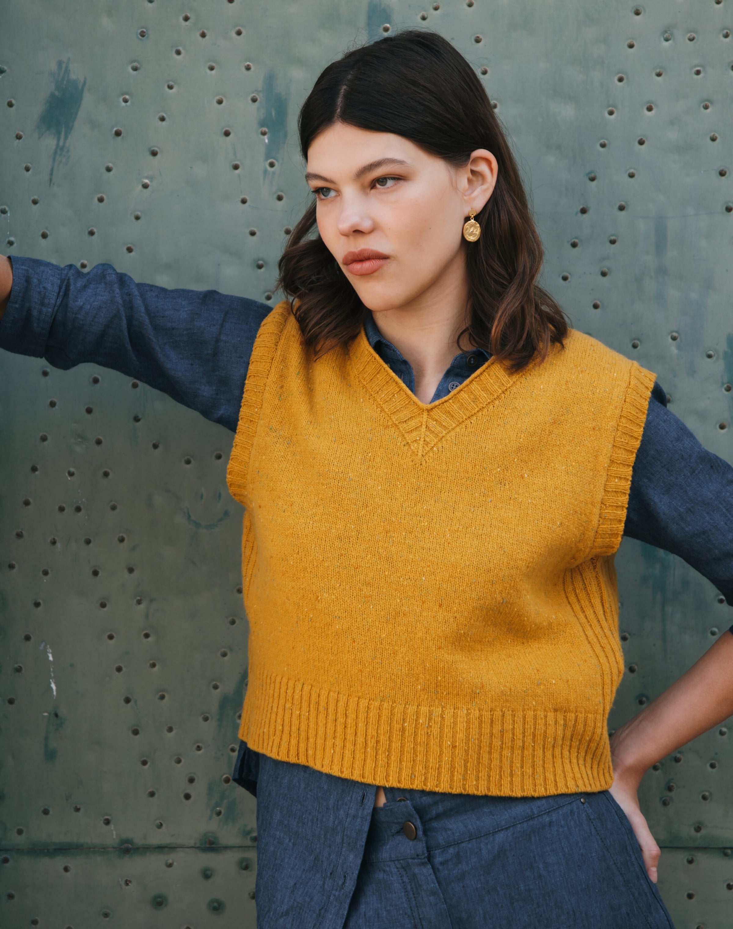 Wool Donegal V Neck Tank