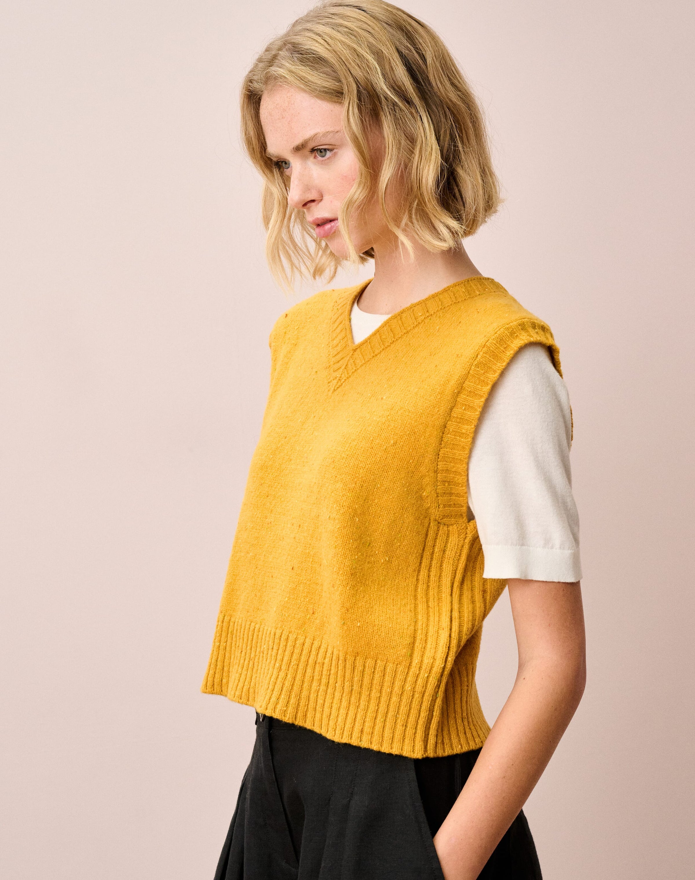 Wool Donegal V Neck Tank
