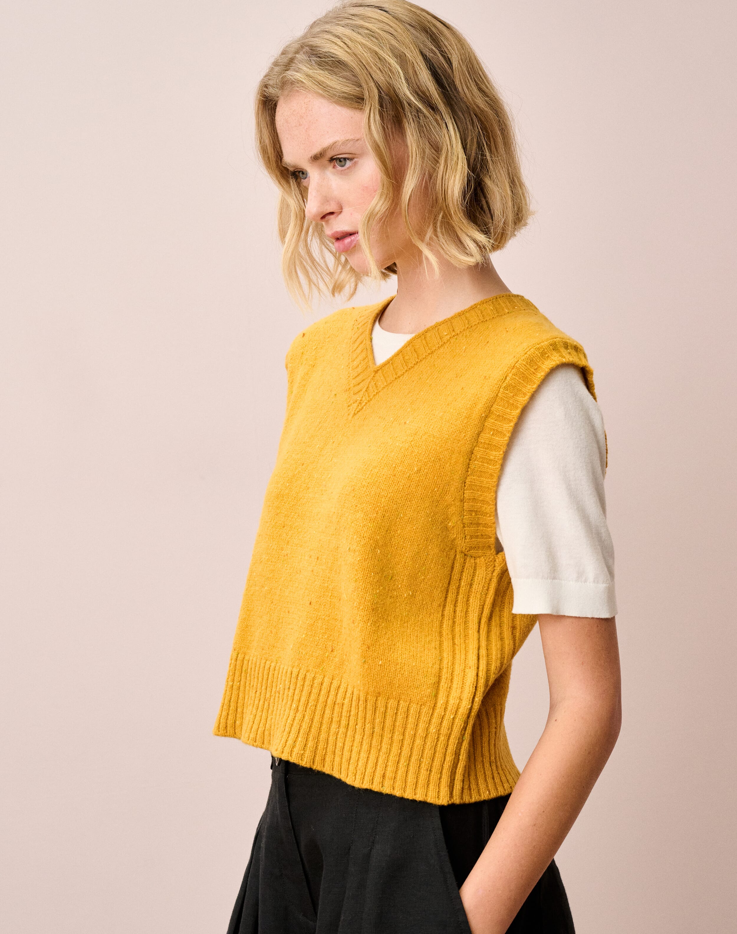 Wool Donegal V Neck Tank