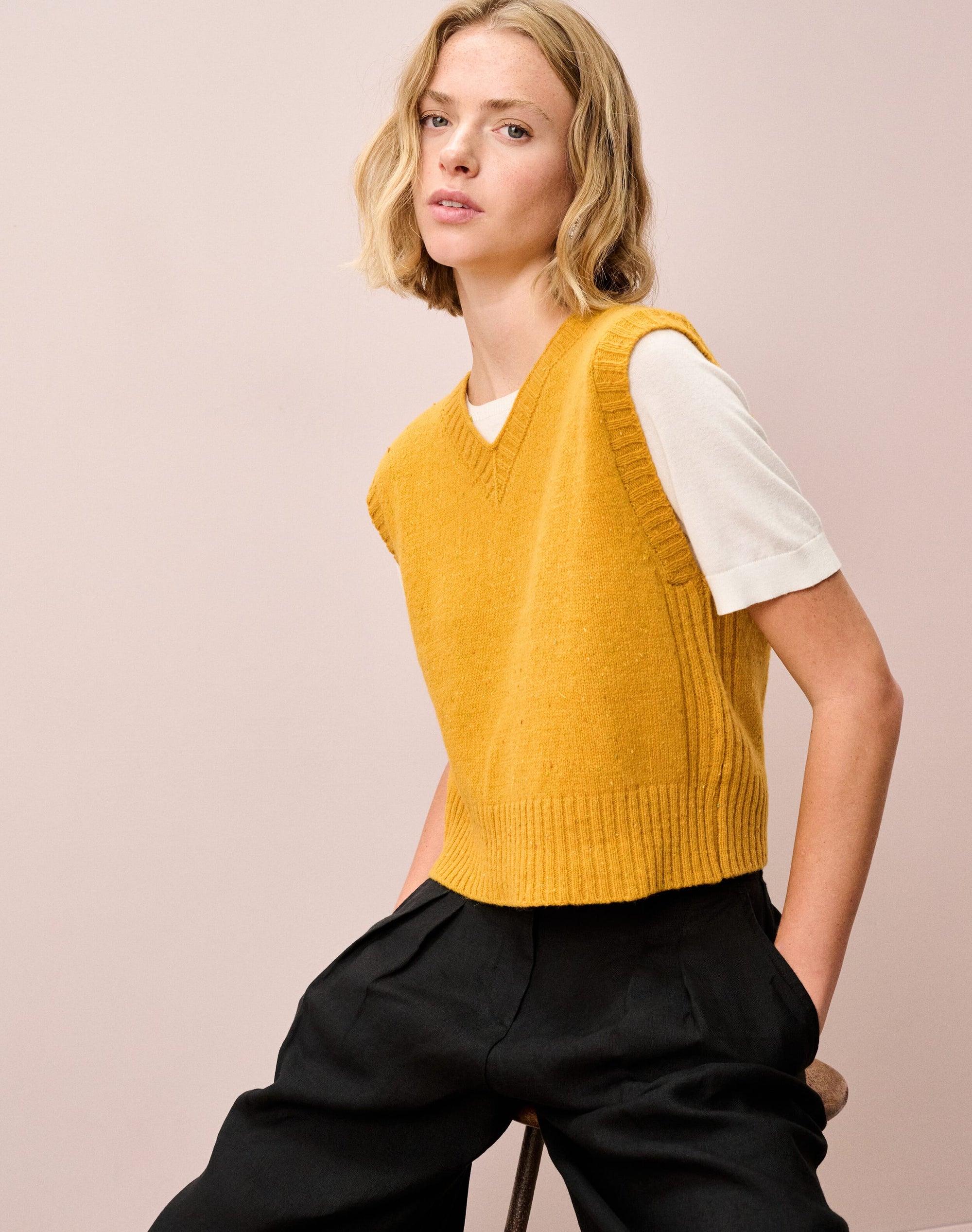 Wool Donegal V Neck Tank