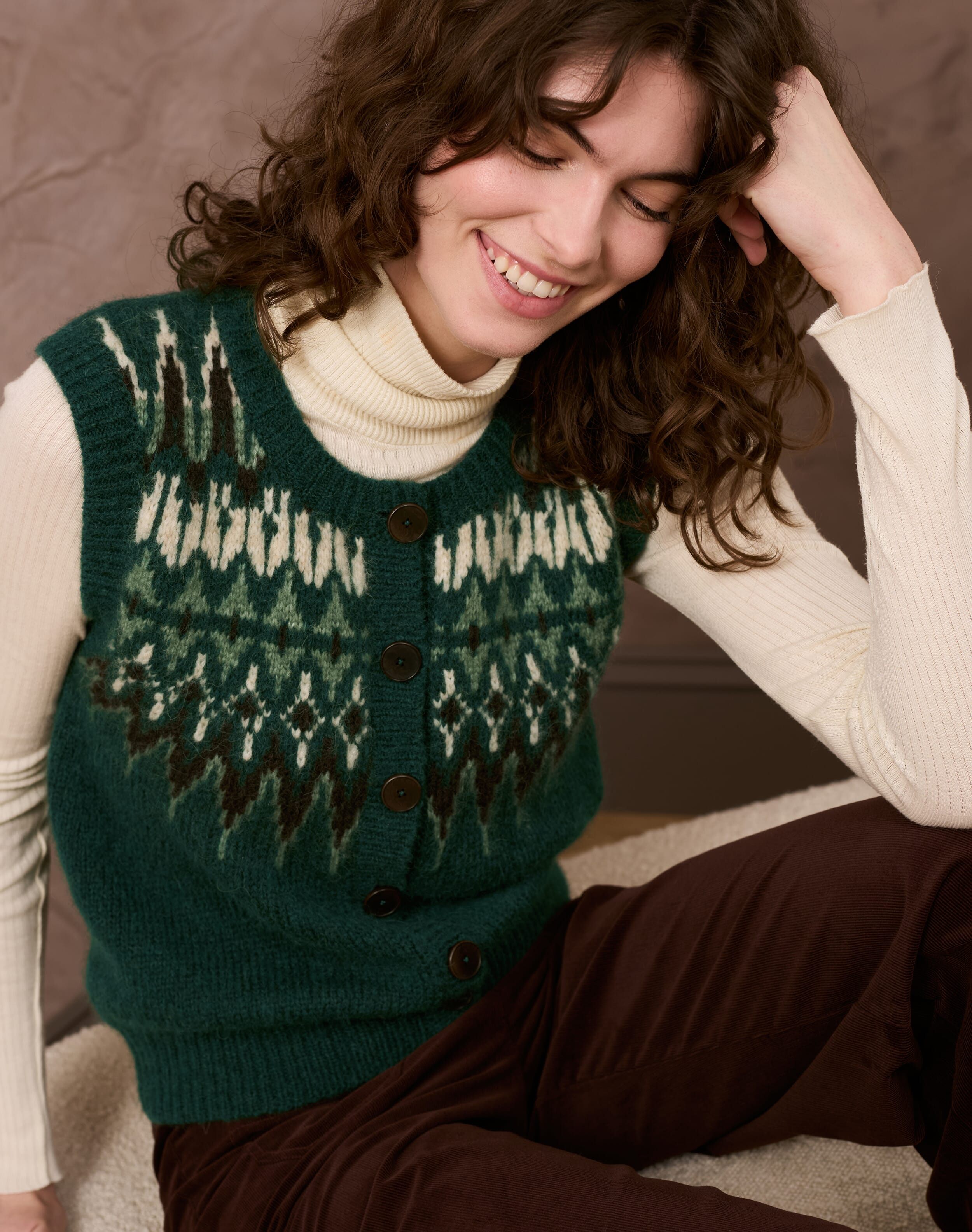 Alpaca Fair Isle Yoke Waistcoat