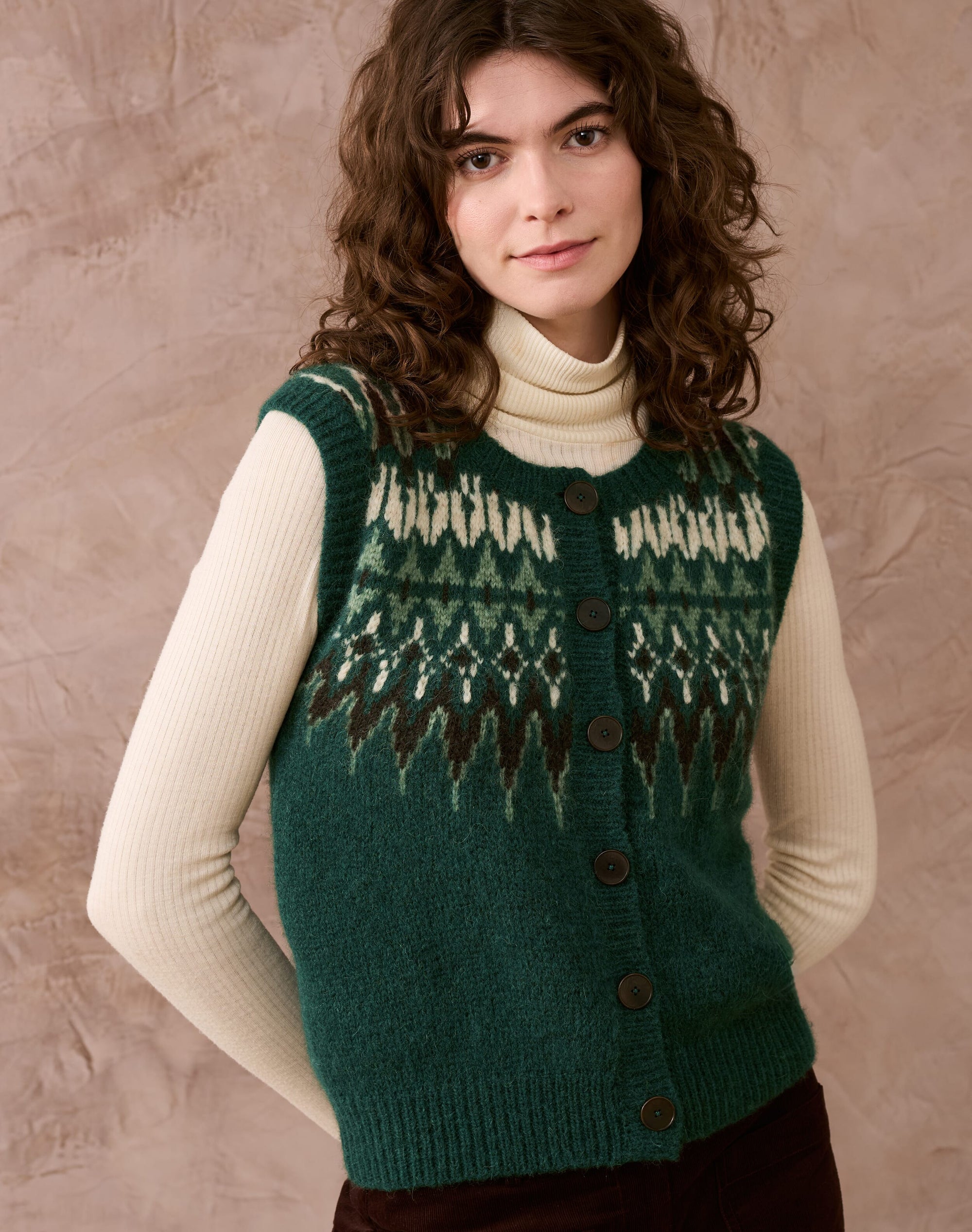 Alpaca Fair Isle Yoke Waistcoat