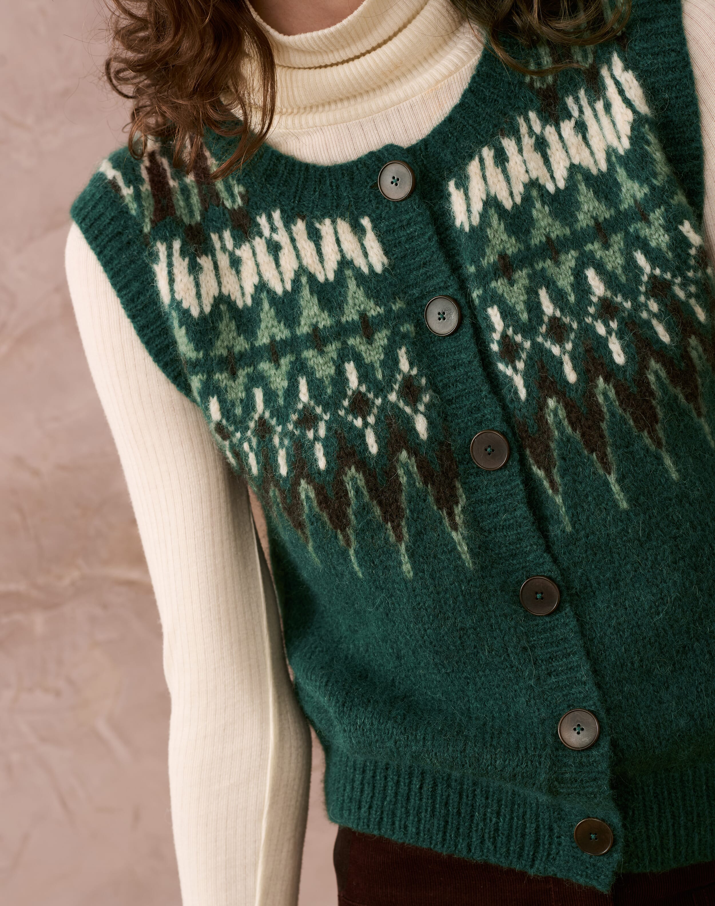 Alpaca Fair Isle Yoke Waistcoat