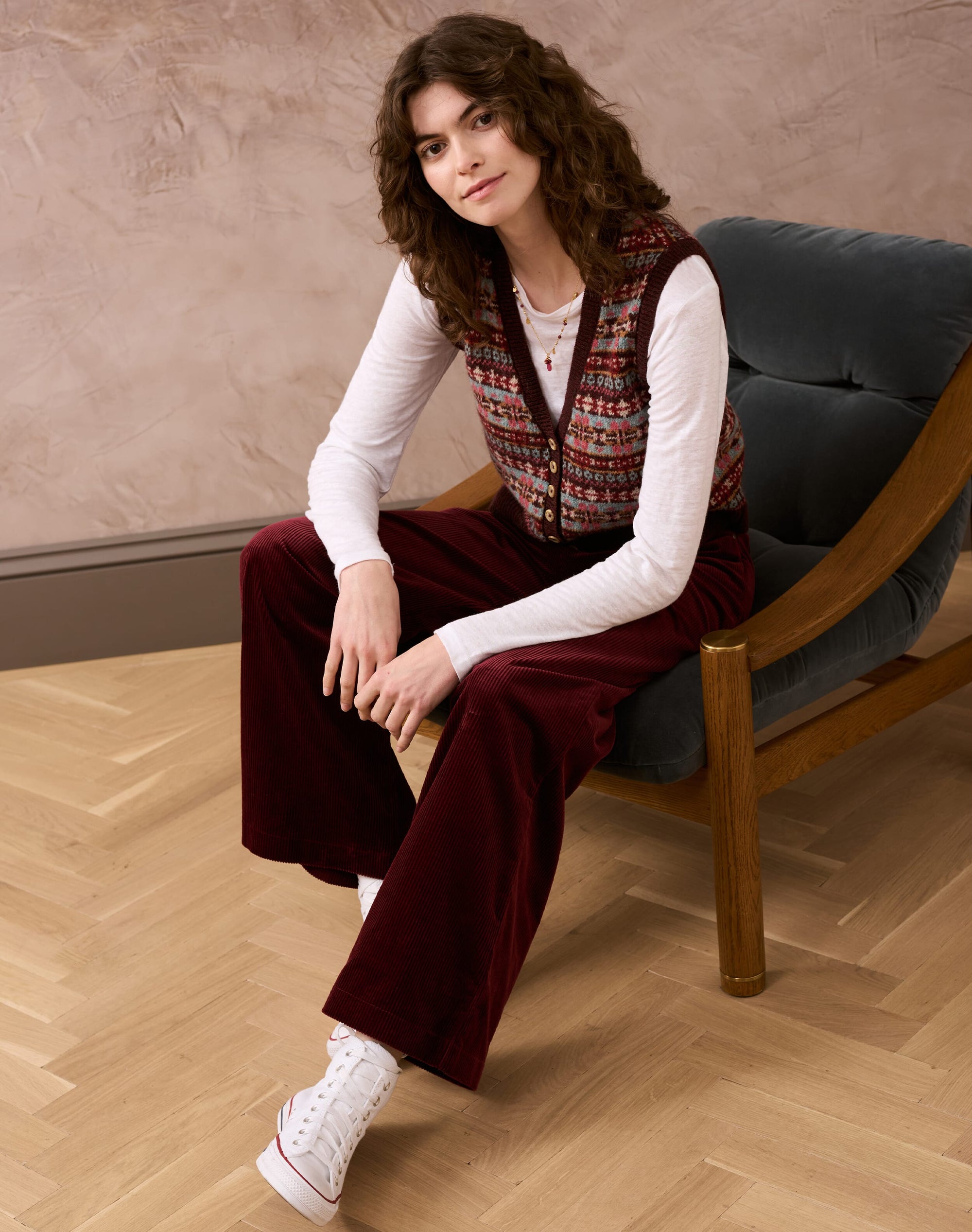 Wool Fair Isle Sleeveless Cardigan
