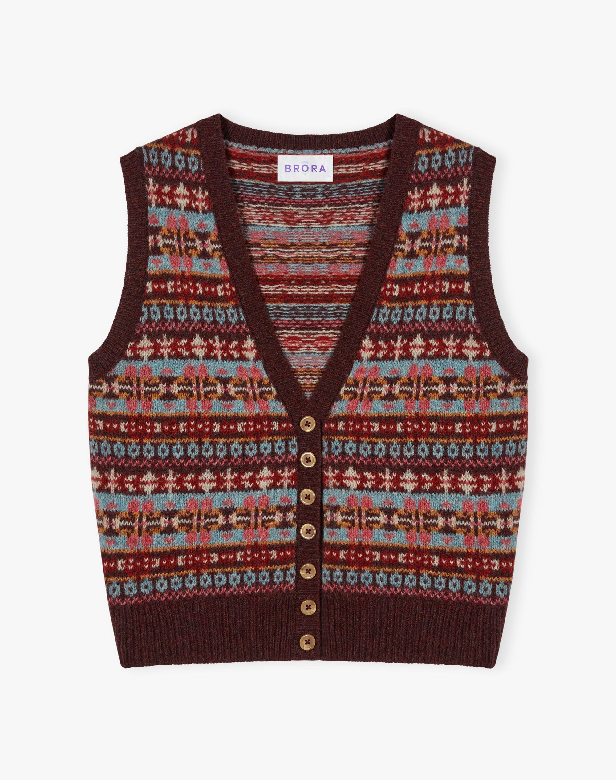 Wool Fair Isle Sleeveless Cardigan