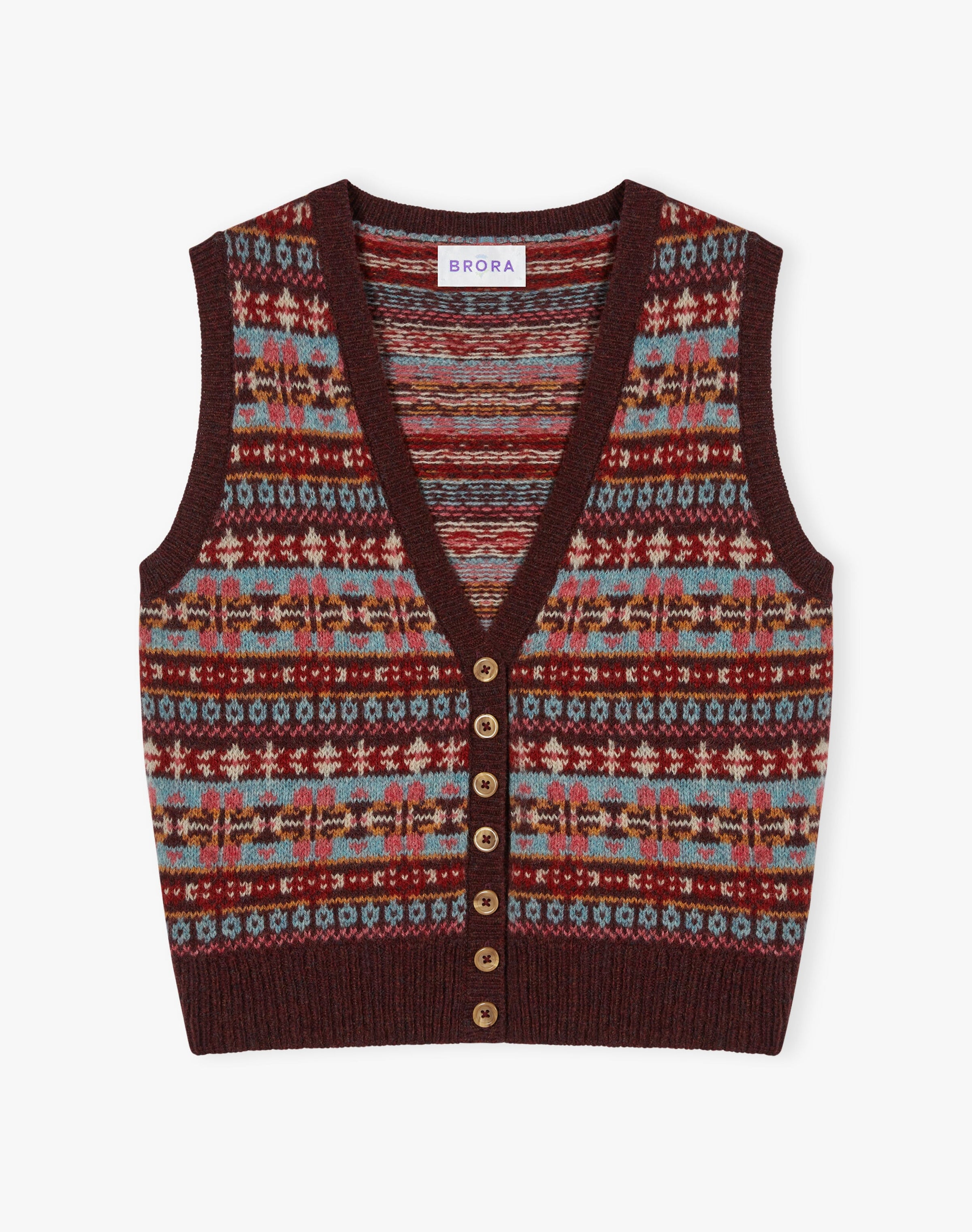 Wool Fair Isle Sleeveless Cardigan