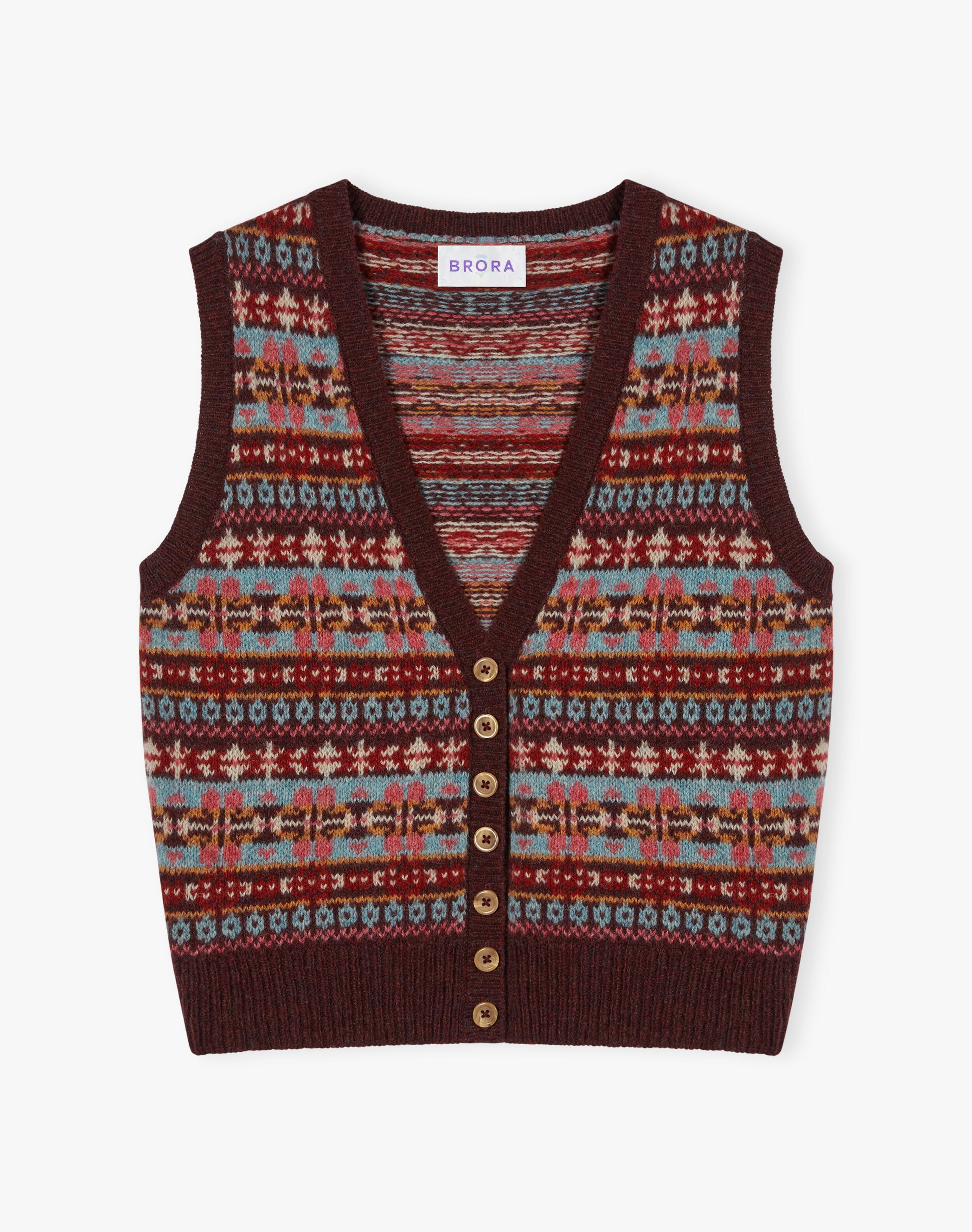 Wool Fair Isle Sleeveless Cardigan