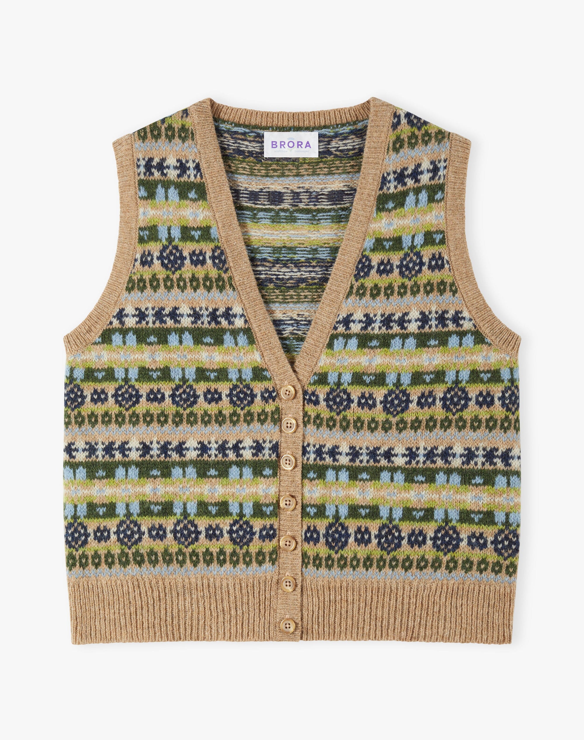 Wool Fair Isle Sleeveless Cardigan