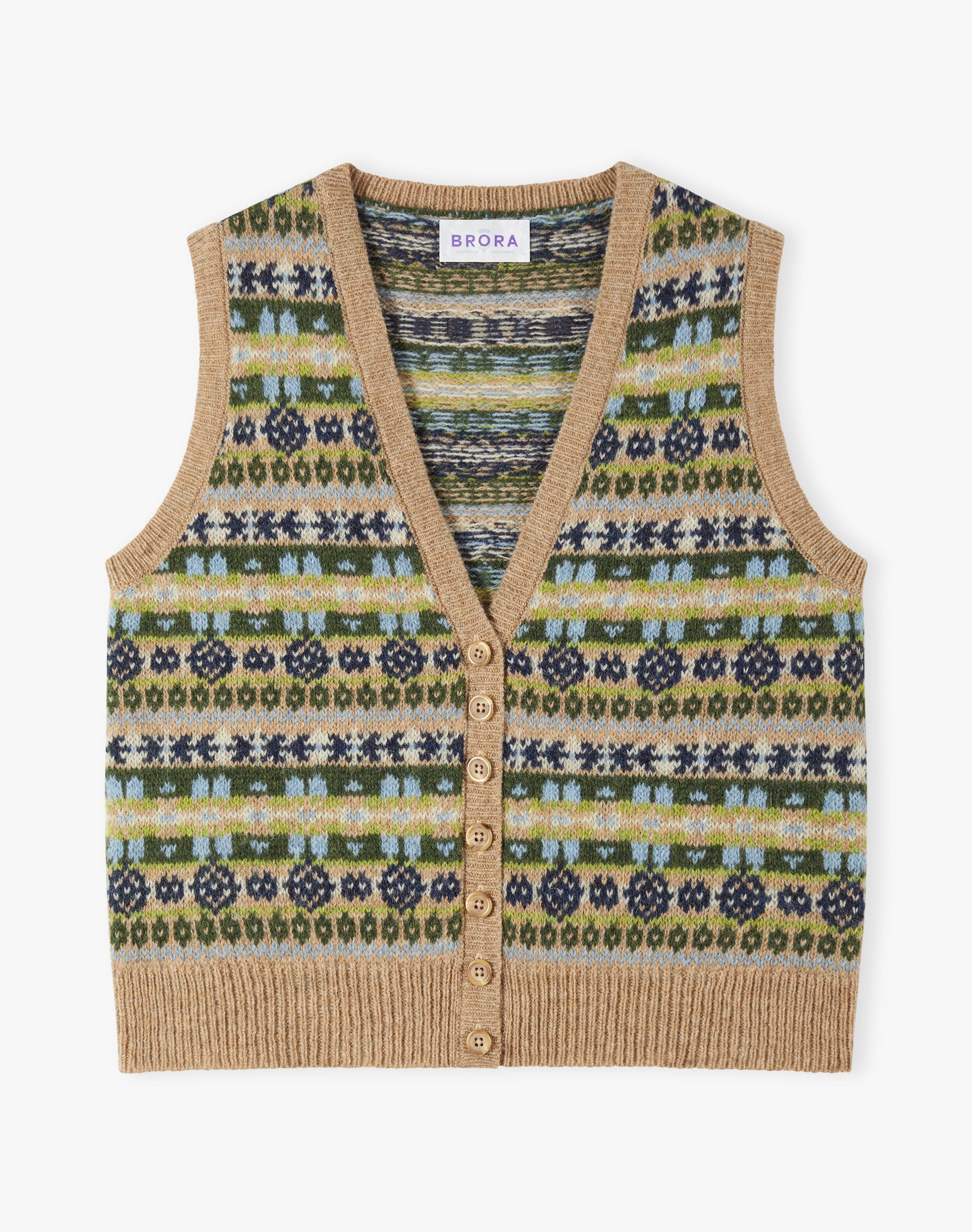 Wool Fair Isle Sleeveless Cardigan