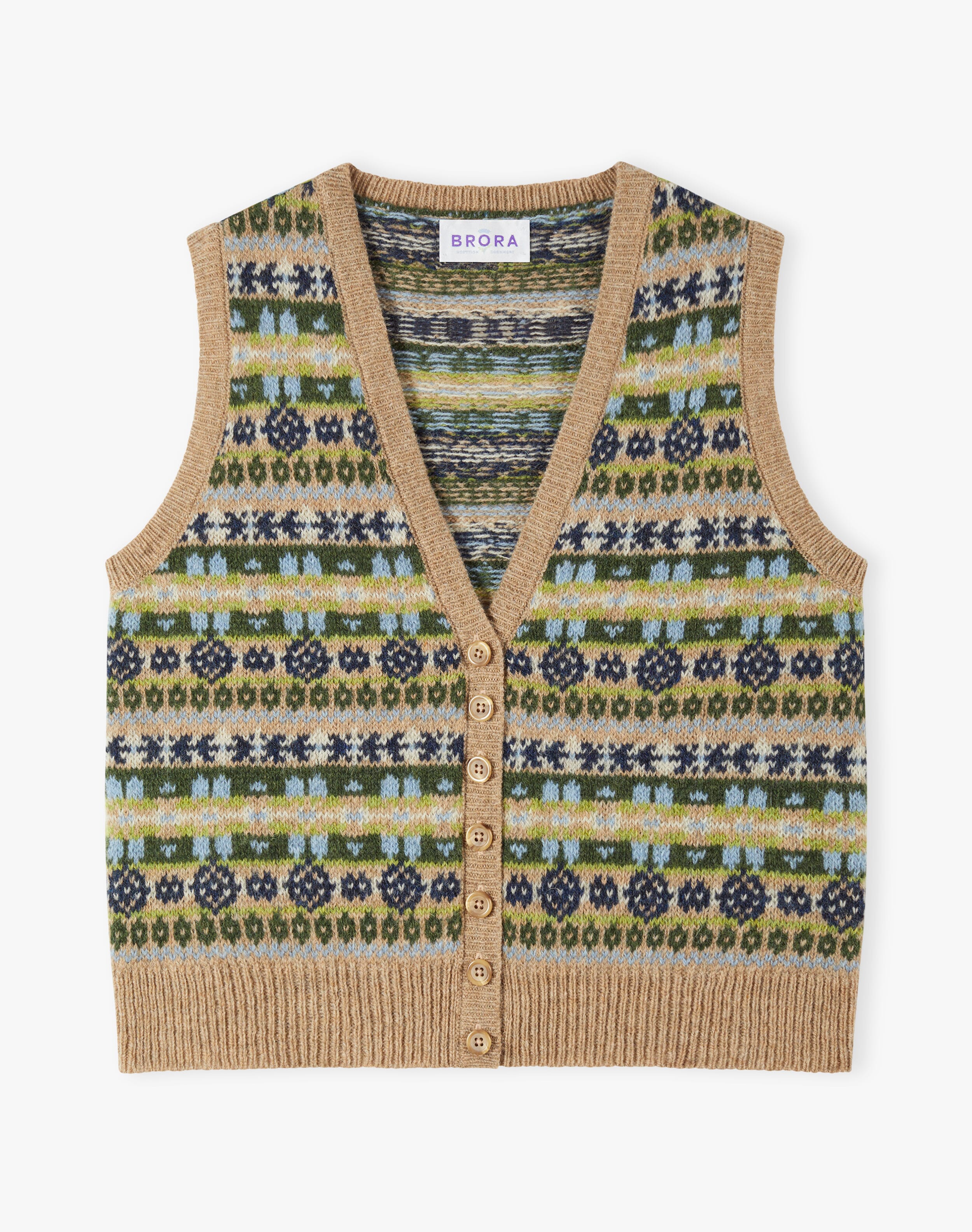 Wool Fair Isle Sleeveless Cardigan