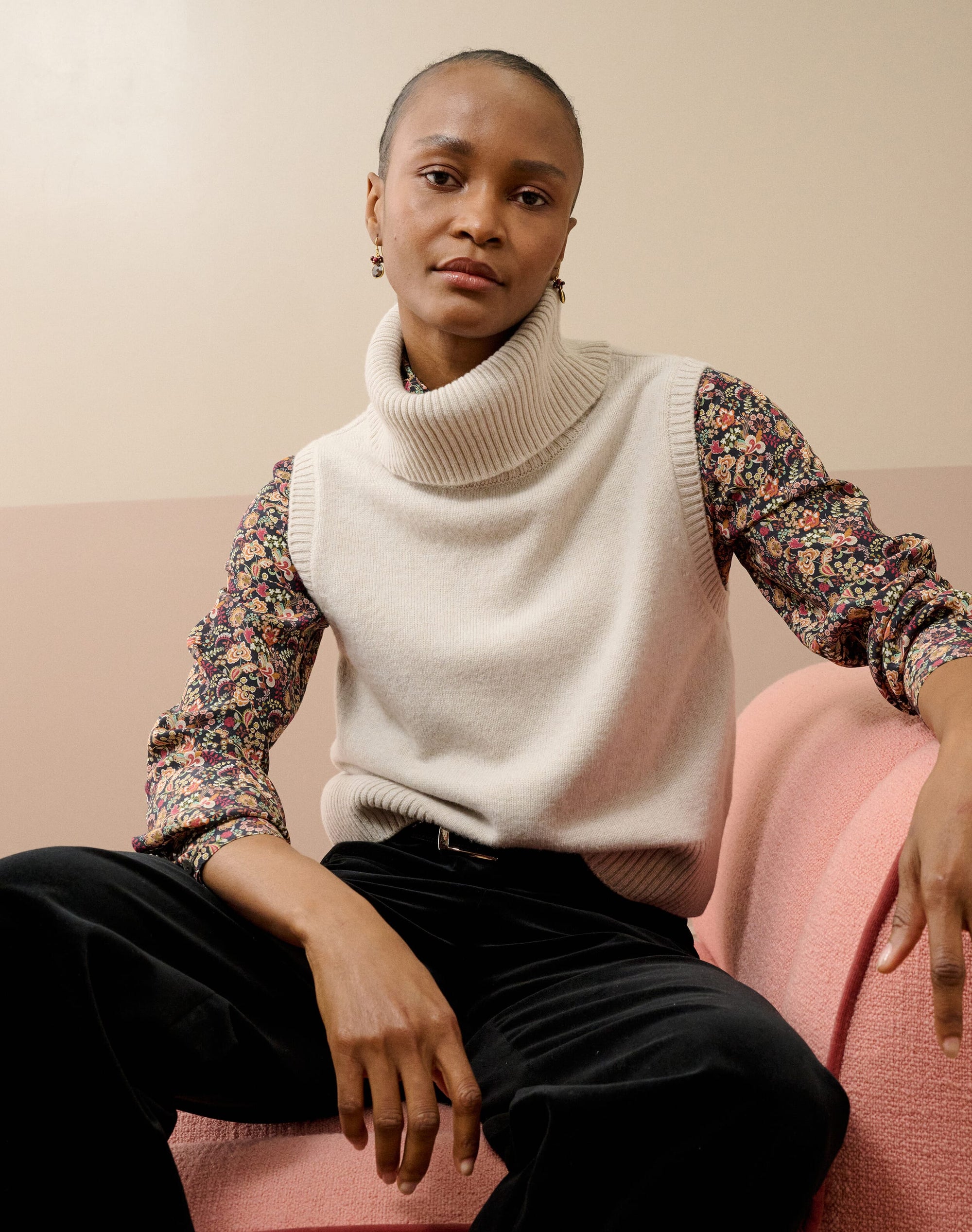 Supersoft Lambswool Sleeveless Polo Neck