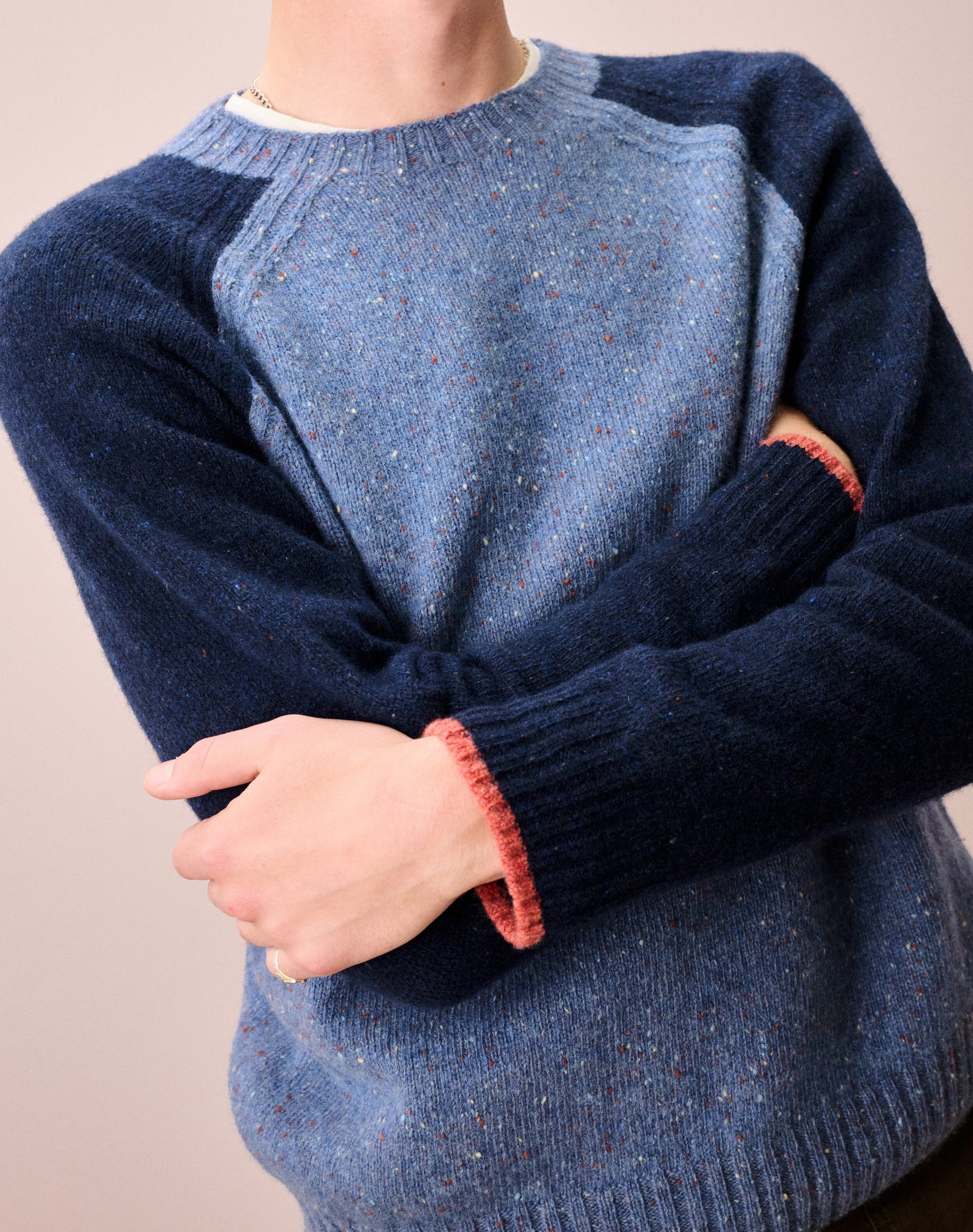 Wool Donegal Colour Block Jumper