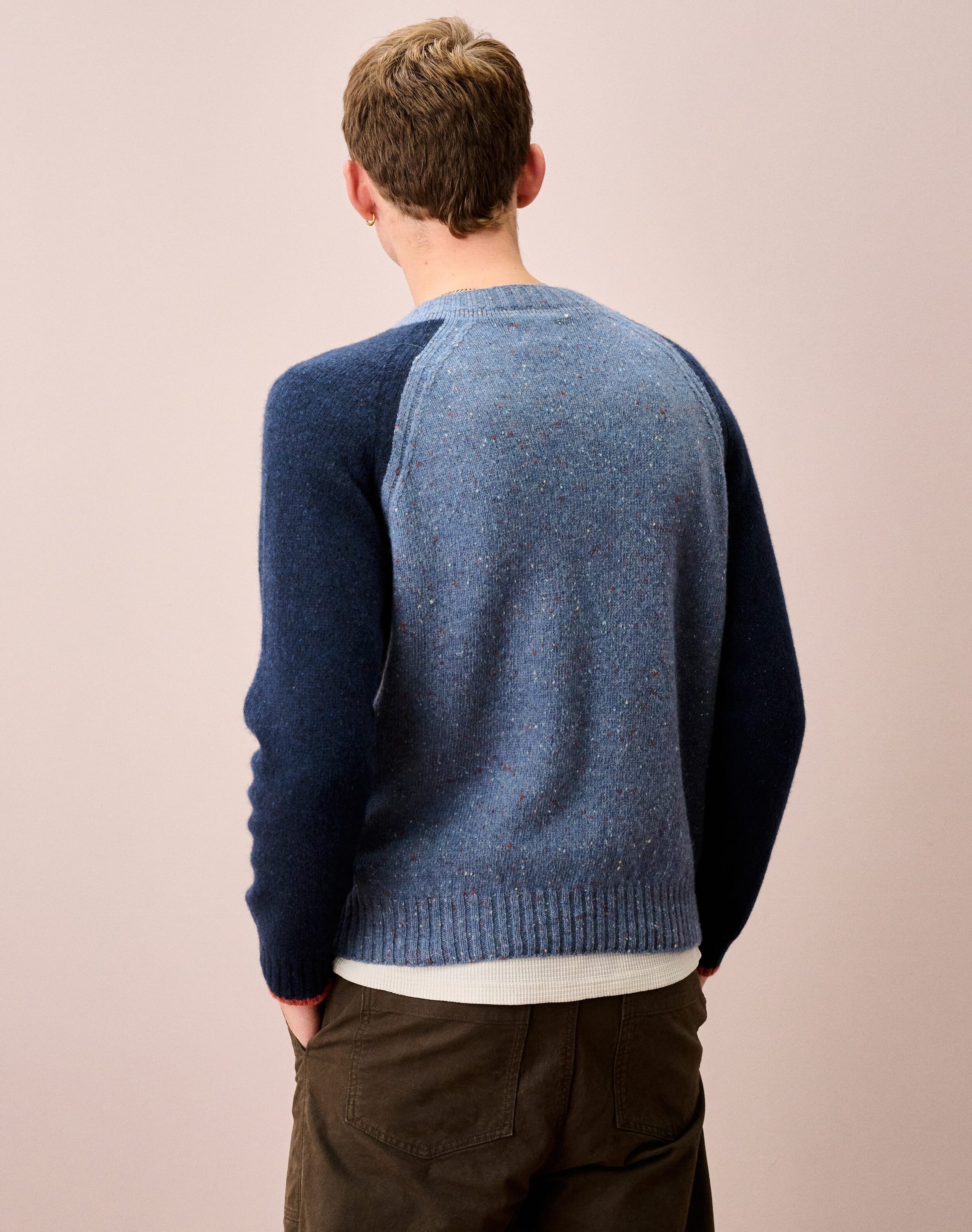 Wool Donegal Colour Block Jumper